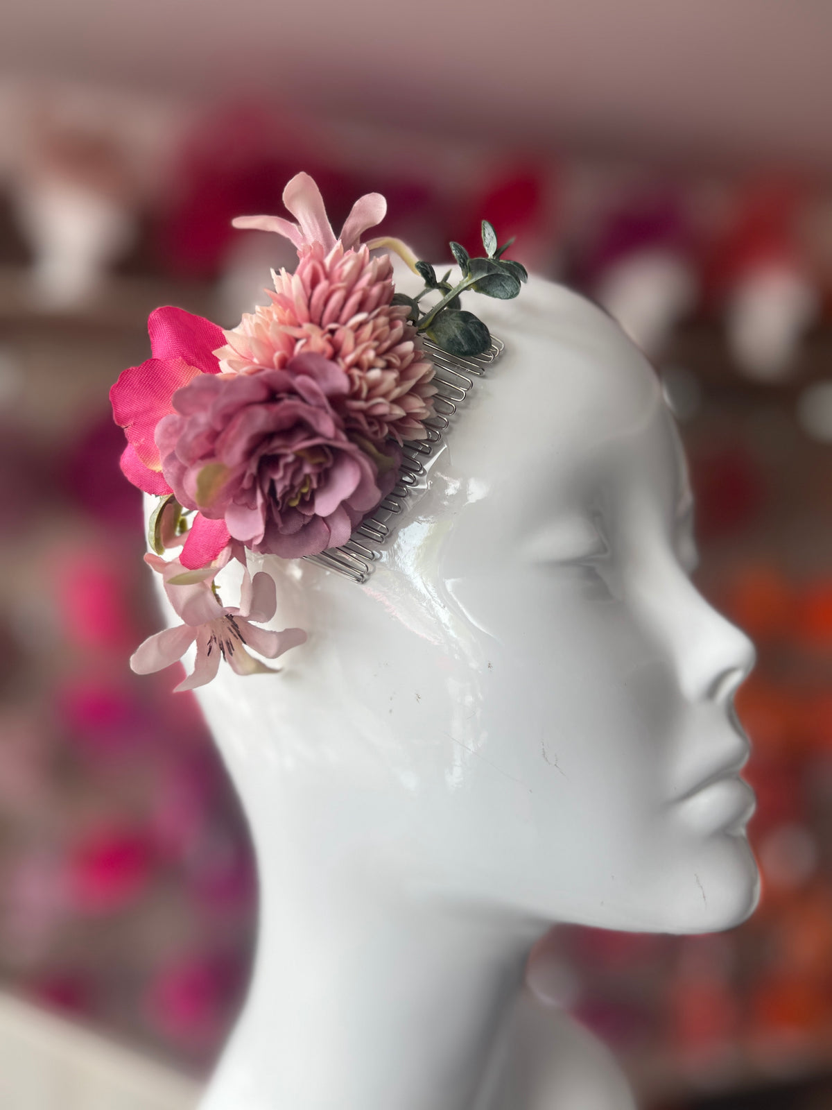 Vintage Floral Hair Comb Dusky Pink/Blush/Pink-Fascinators Direct