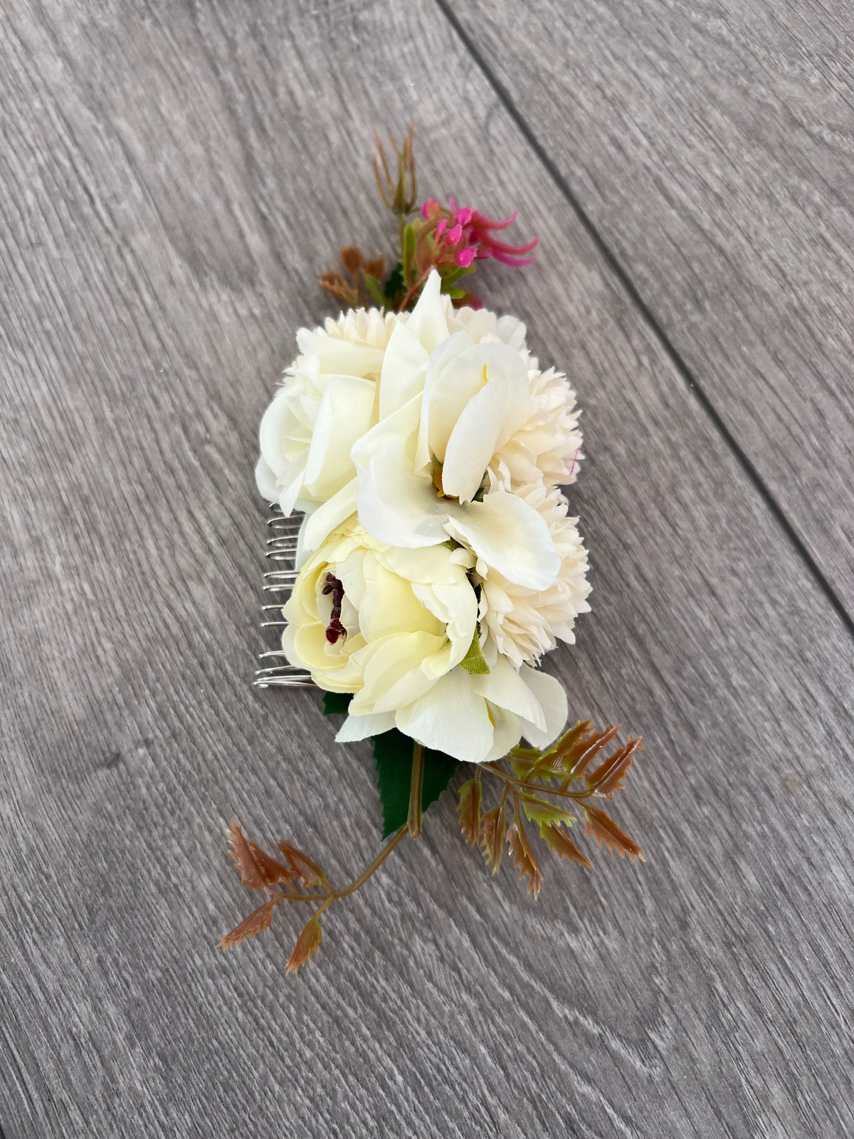 Vintage Floral Hair Comb Ivory Cream-Fascinators Direct