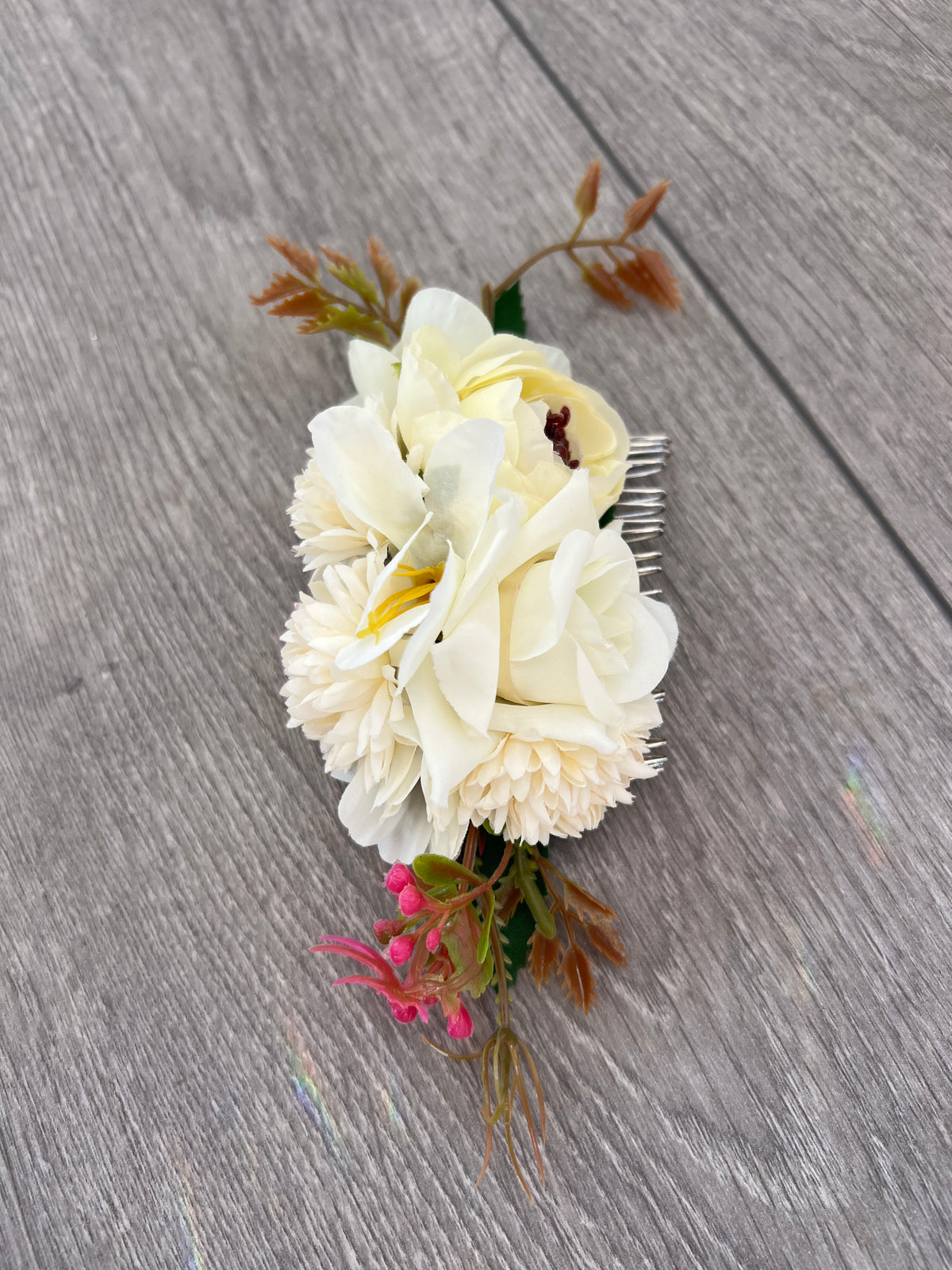 Vintage Floral Hair Comb Ivory Cream-Fascinators Direct