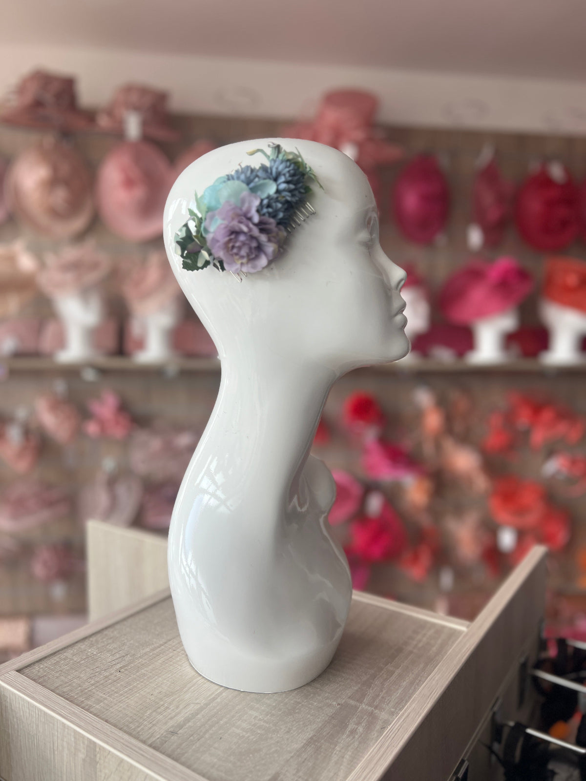 Vintage Floral Hair Comb - Lilac Lavender Blue-Fascinators Direct