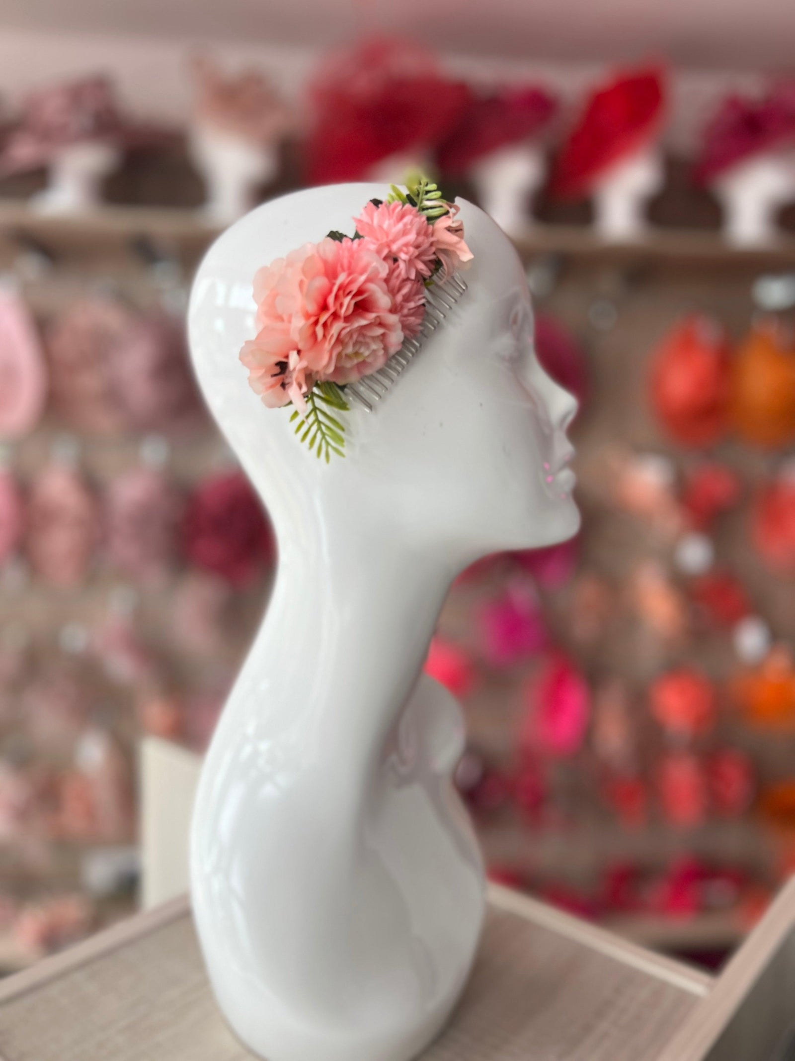 Vintage Floral Hair Comb Pale Pink-Fascinators Direct