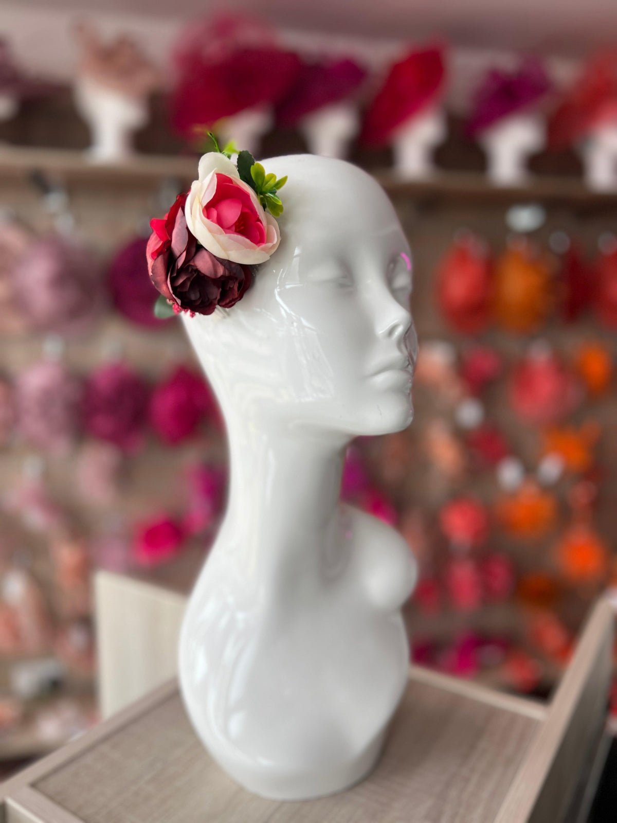 Vintage Floral Hair Comb Red-Fascinators Direct
