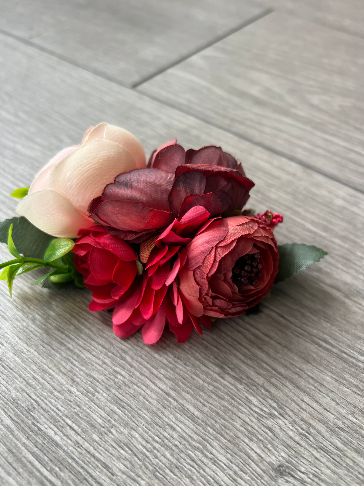 Vintage Floral Hair Comb Red-Fascinators Direct