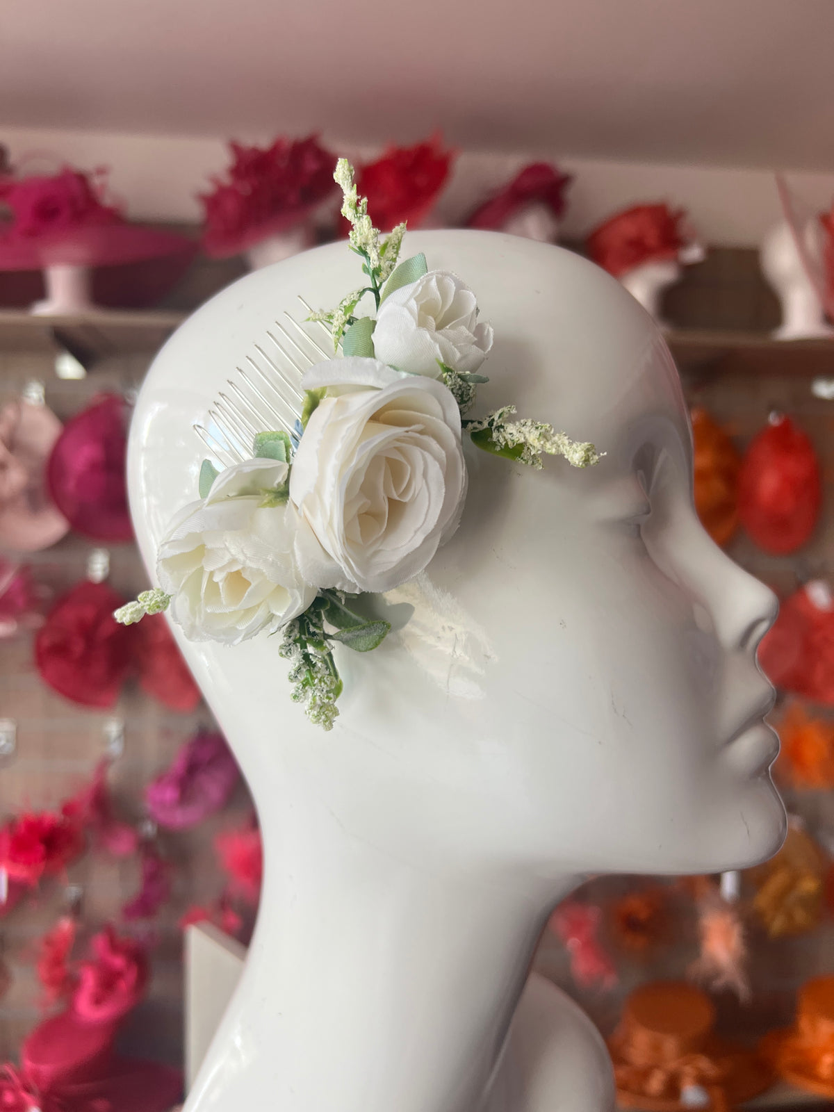 Vintage Floral Hair Comb White-Fascinators Direct