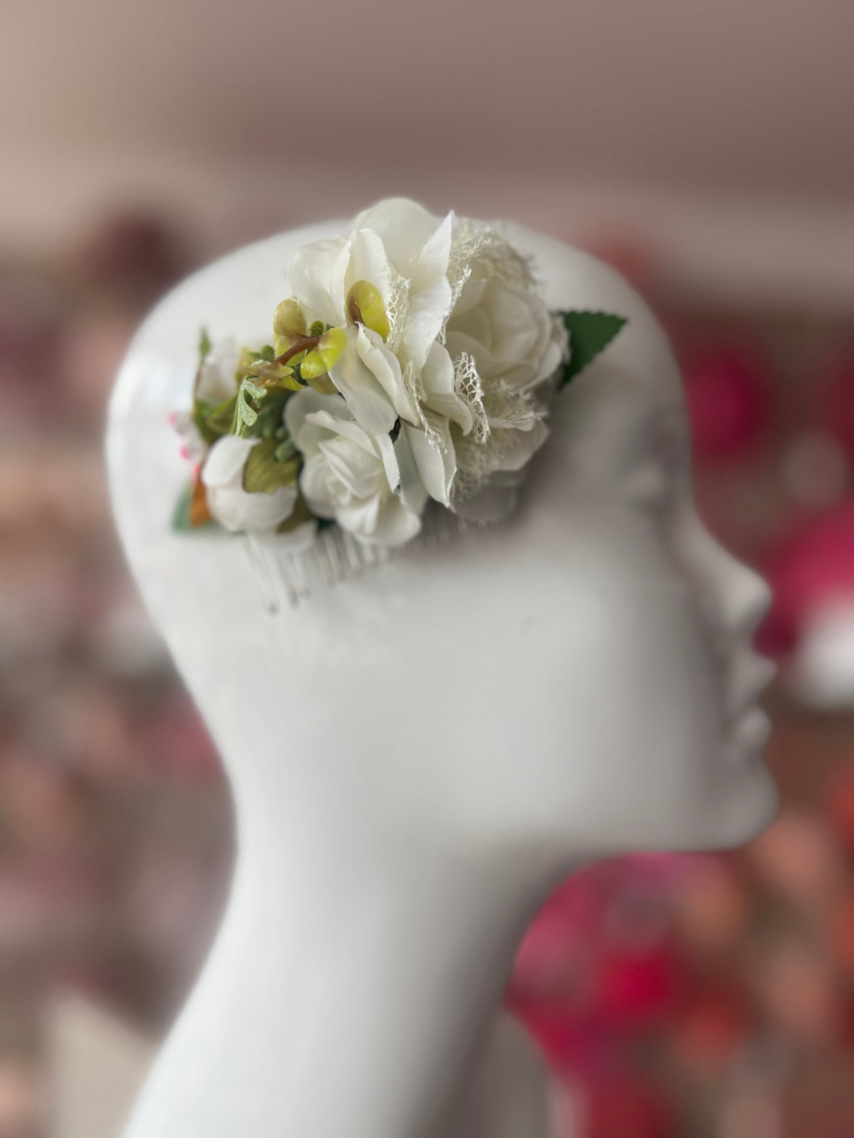 Vintage Floral Lace Hair Comb Cream Ivory-Fascinators Direct