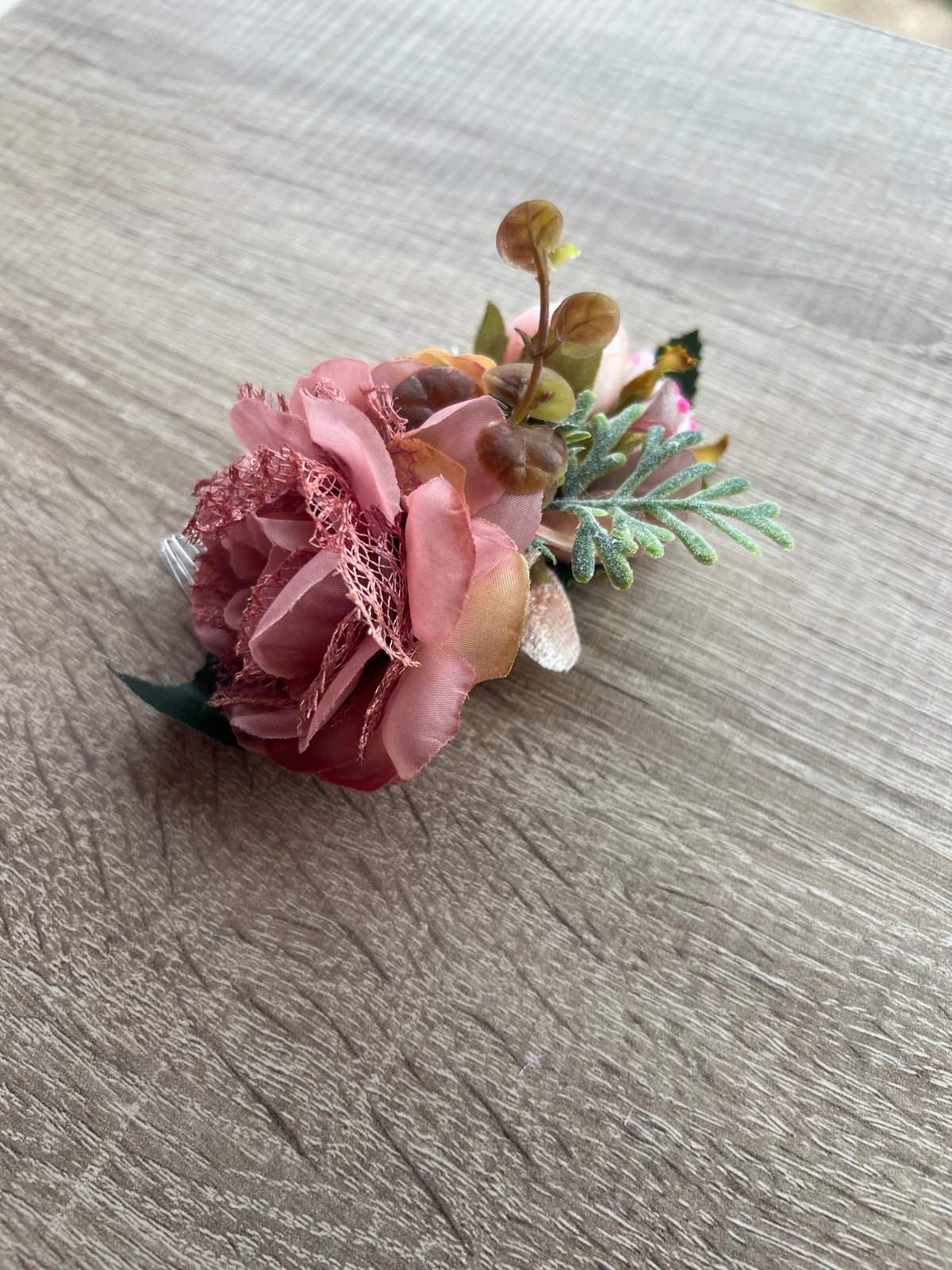 Vintage Floral Lace Hair Comb Dusky Pink-Fascinators Direct