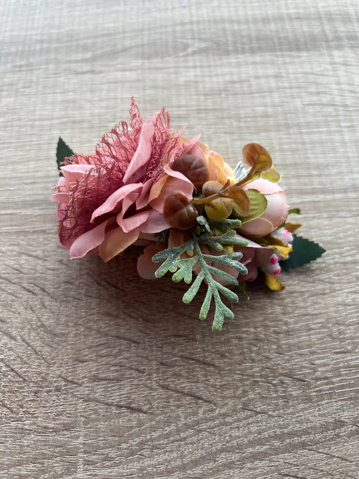 Vintage Floral Lace Hair Comb Dusky Pink-Fascinators Direct