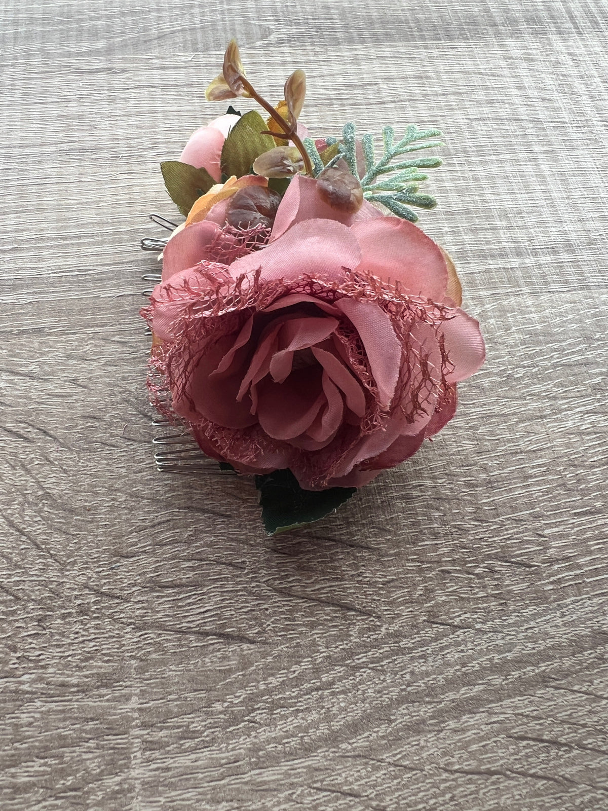 Vintage Floral Lace Hair Comb Dusky Pink-Fascinators Direct