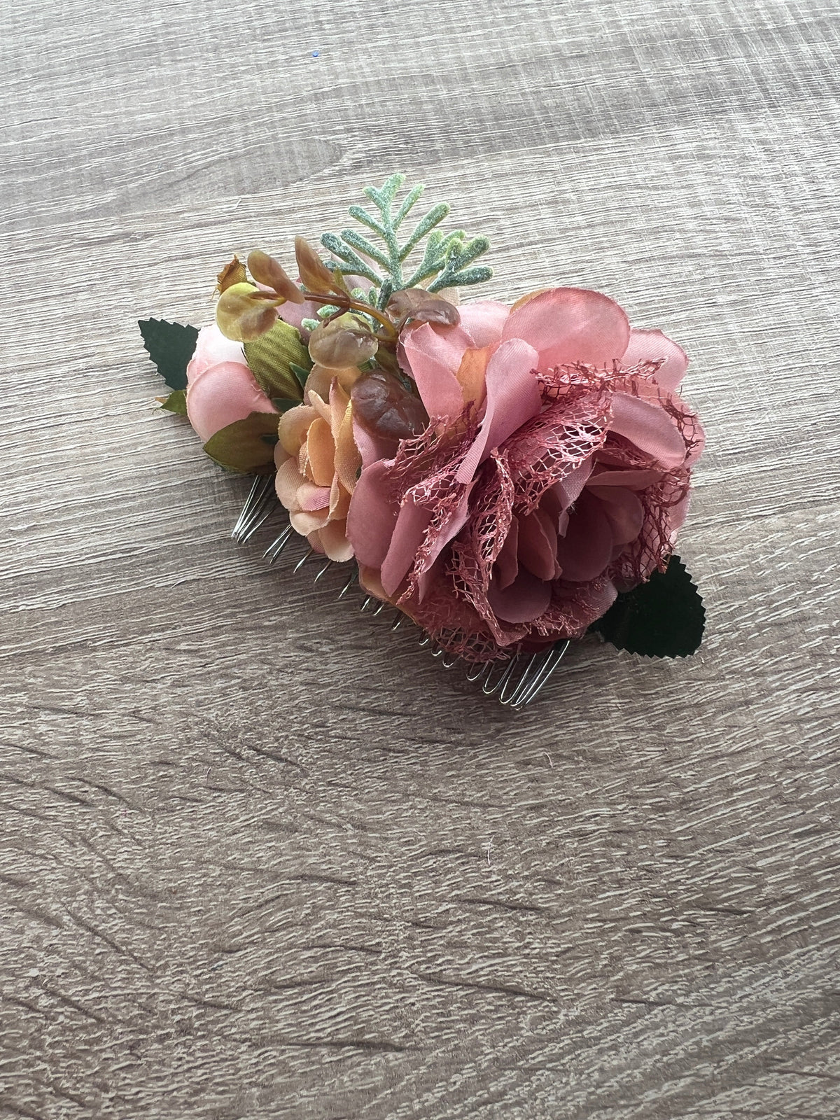 Vintage Floral Lace Hair Comb Dusky Pink-Fascinators Direct