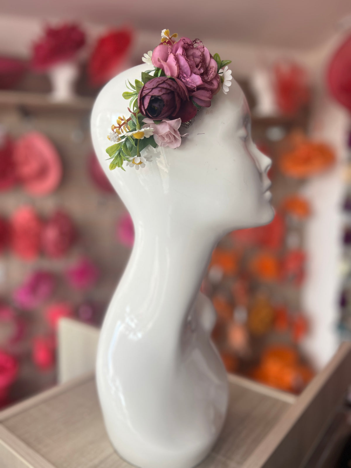 Vintage Floral Lace Hair Comb Purple-Fascinators Direct