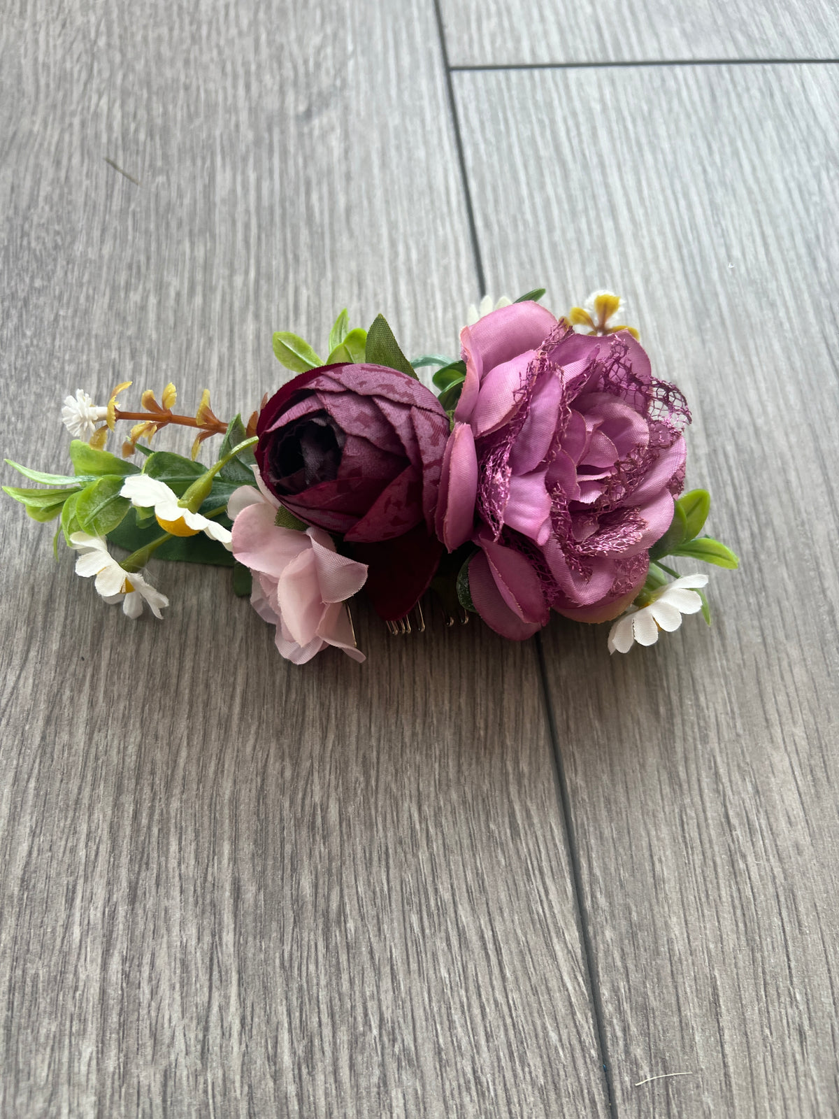 Vintage Floral Lace Hair Comb Purple-Fascinators Direct