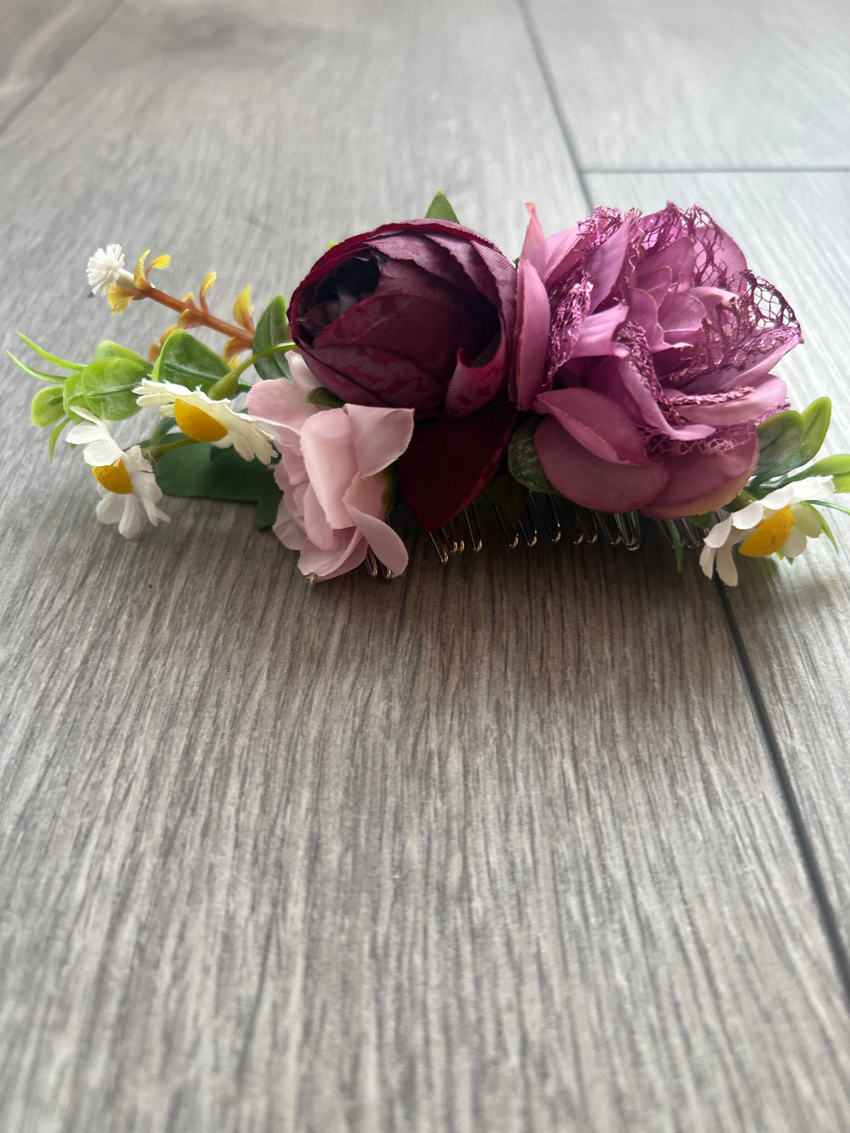 Vintage Floral Lace Hair Comb Purple-Fascinators Direct