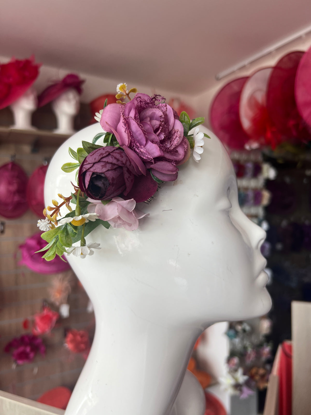Vintage Floral Lace Hair Comb Purple-Fascinators Direct