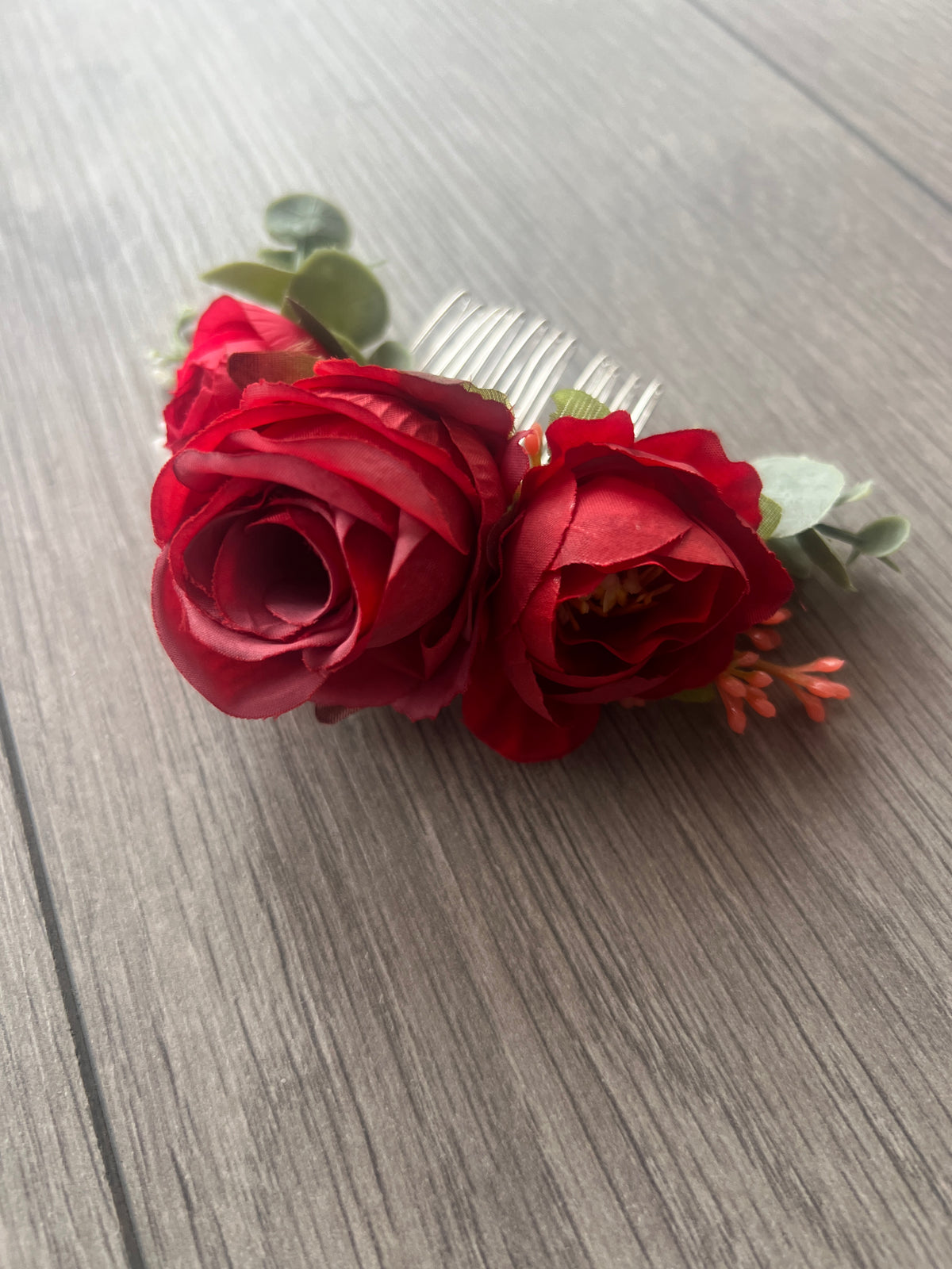 Vintage Floral Rose Hair Comb Red-Fascinators Direct