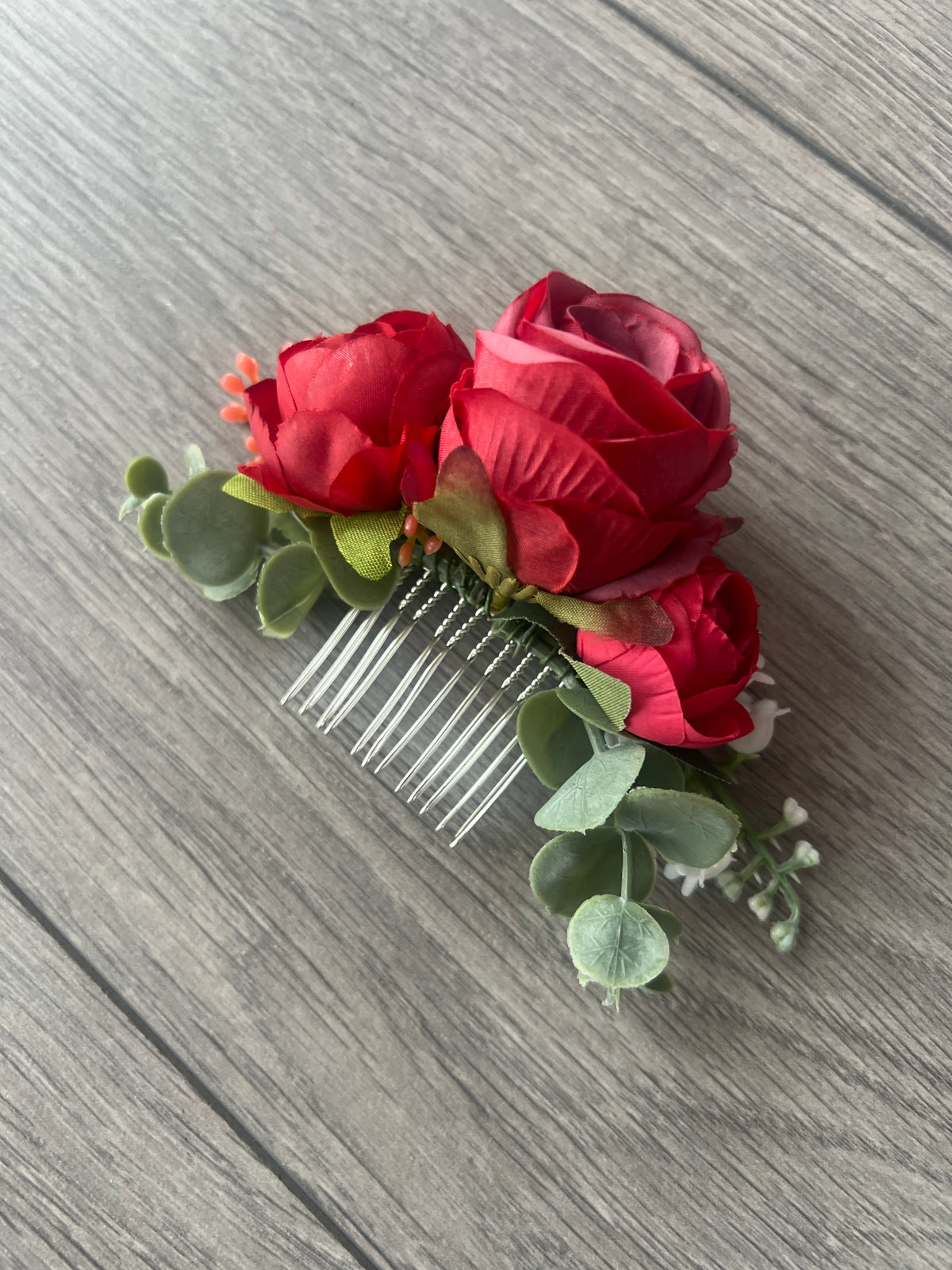 Vintage Floral Rose Hair Comb Red-Fascinators Direct