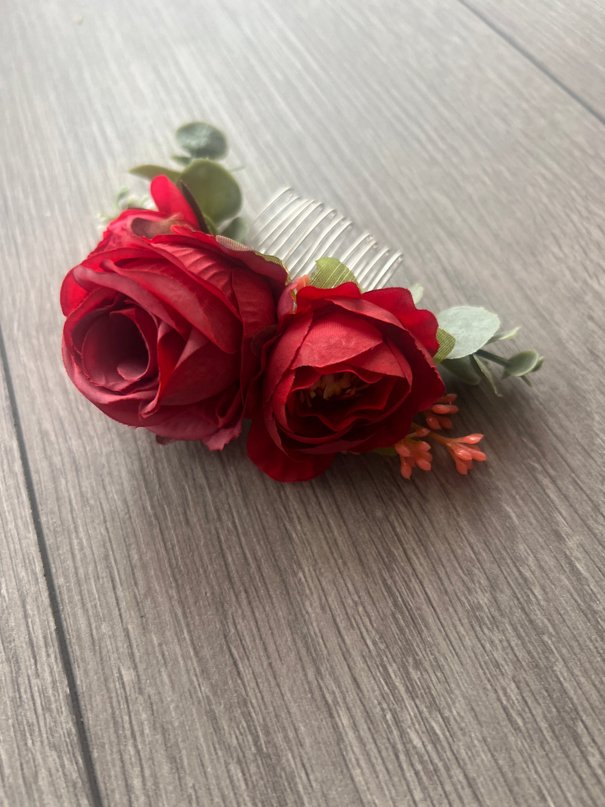 Vintage Floral Rose Hair Comb Red-Fascinators Direct