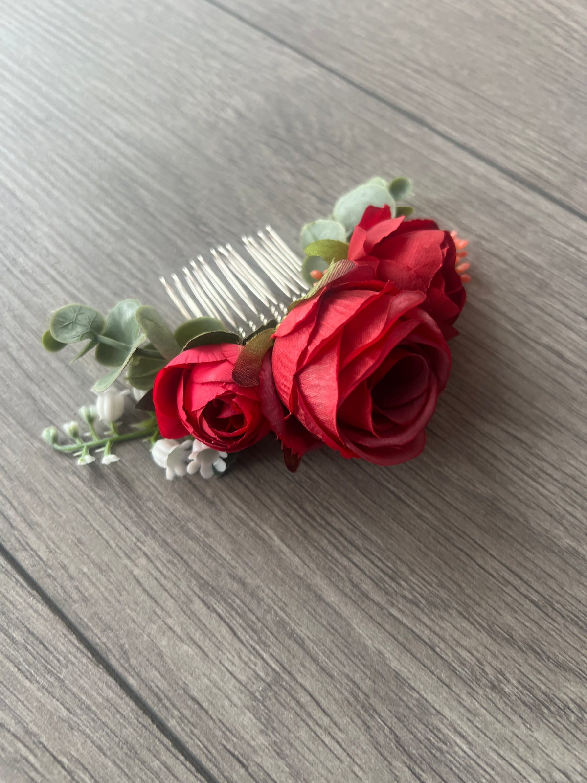 Vintage Floral Rose Hair Comb Red-Fascinators Direct