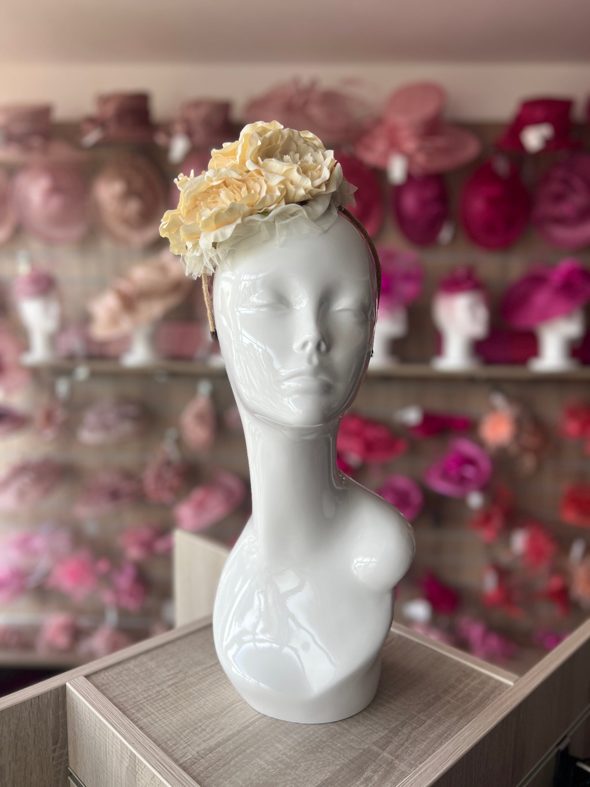 Vintage Garden Cream Flower Floral Headband-Fascinators Direct