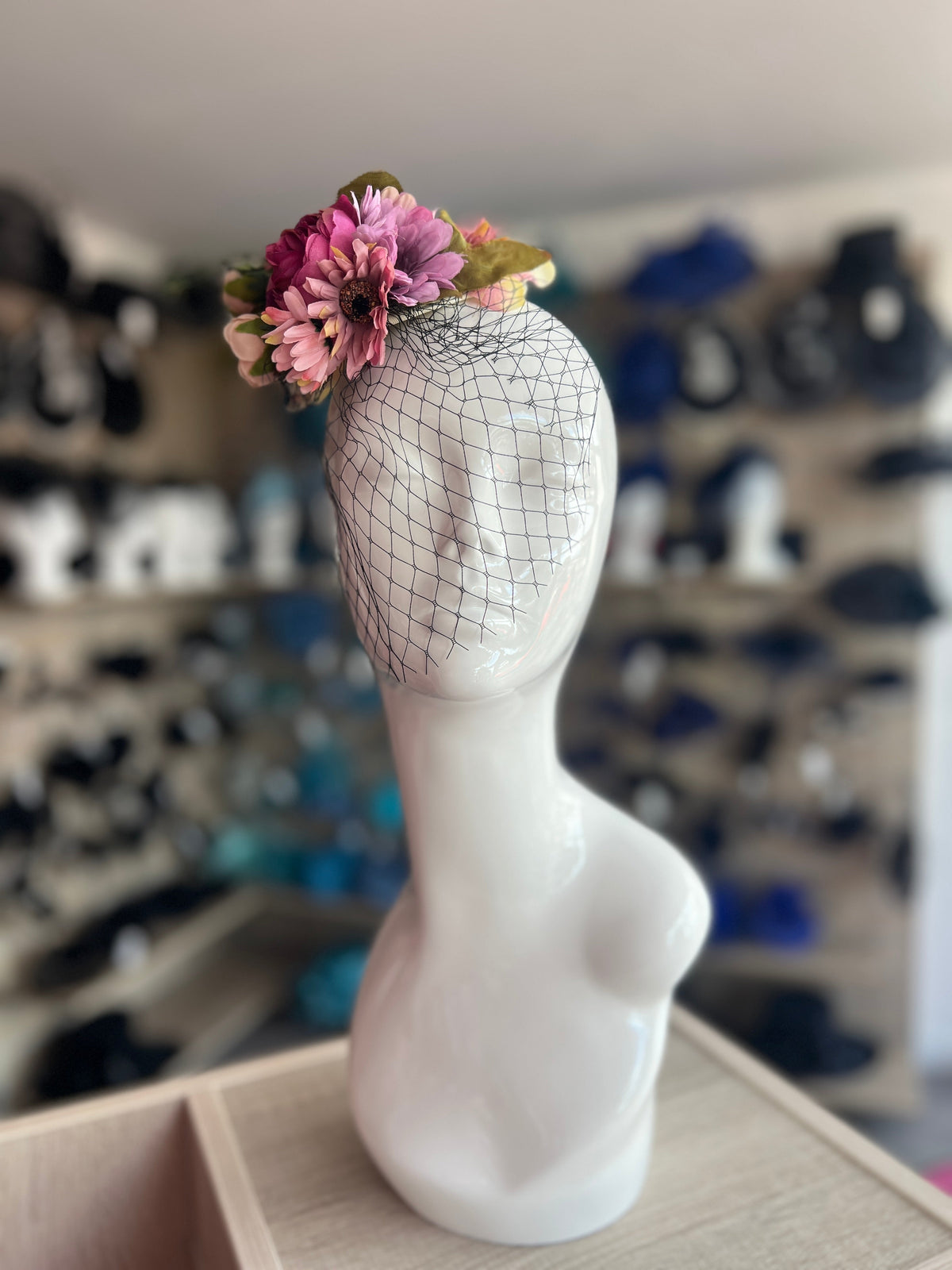 Vintage Garden Pink &amp; Blush Floral Fascinator Hat with Veil-Fascinators Direct