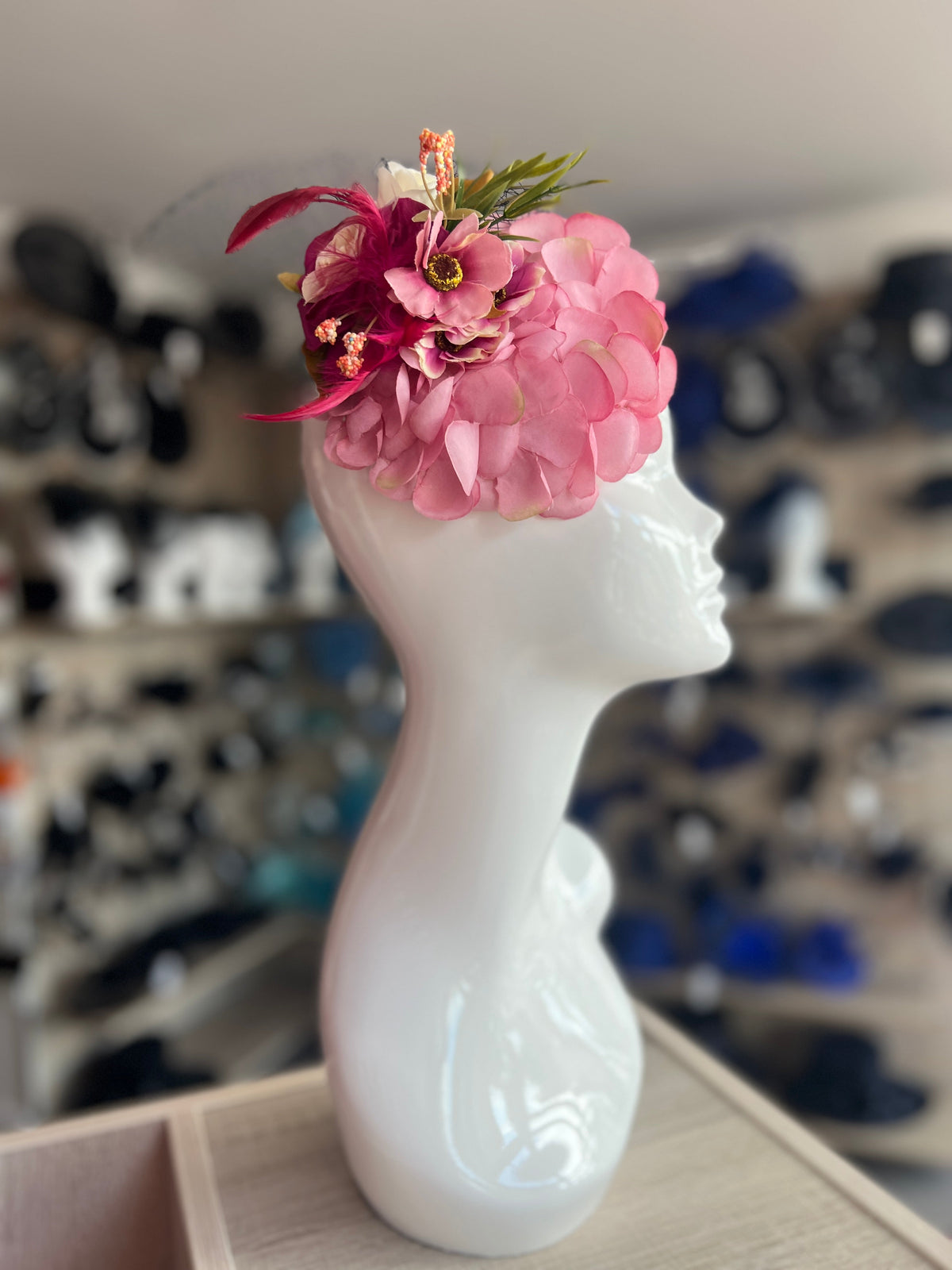 Vintage Garden Pink &amp; Fuschia Floral Fascinator Hat with Veil-Fascinators Direct