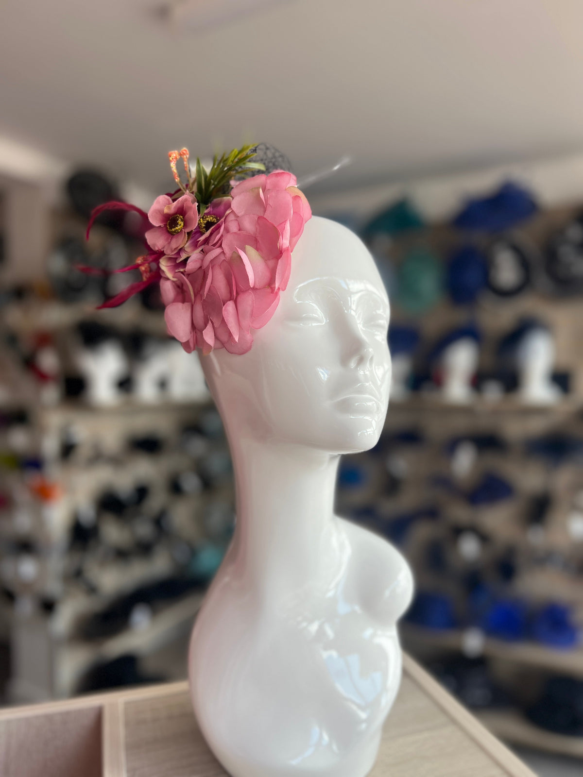 Vintage Garden Pink &amp; Fuschia Floral Fascinator Hat with Veil-Fascinators Direct