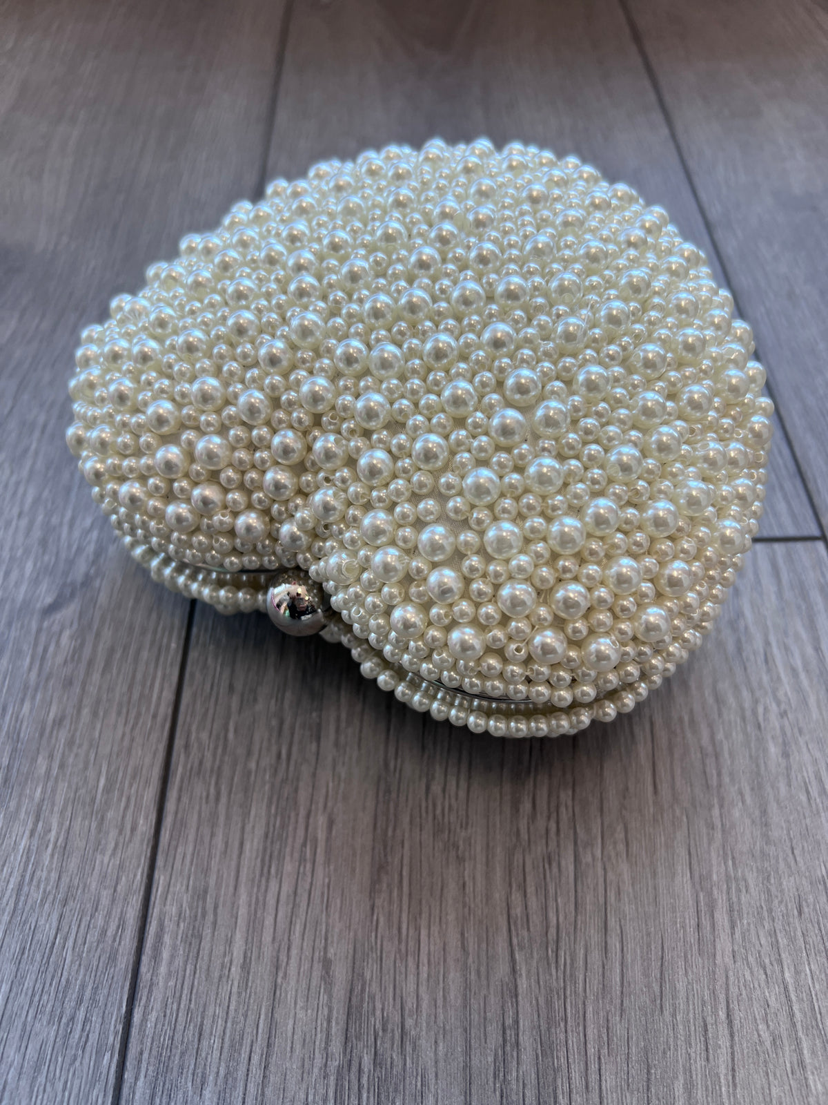 Vintage Heart Pearl Box Clutch Bag-Cream-Fascinators Direct