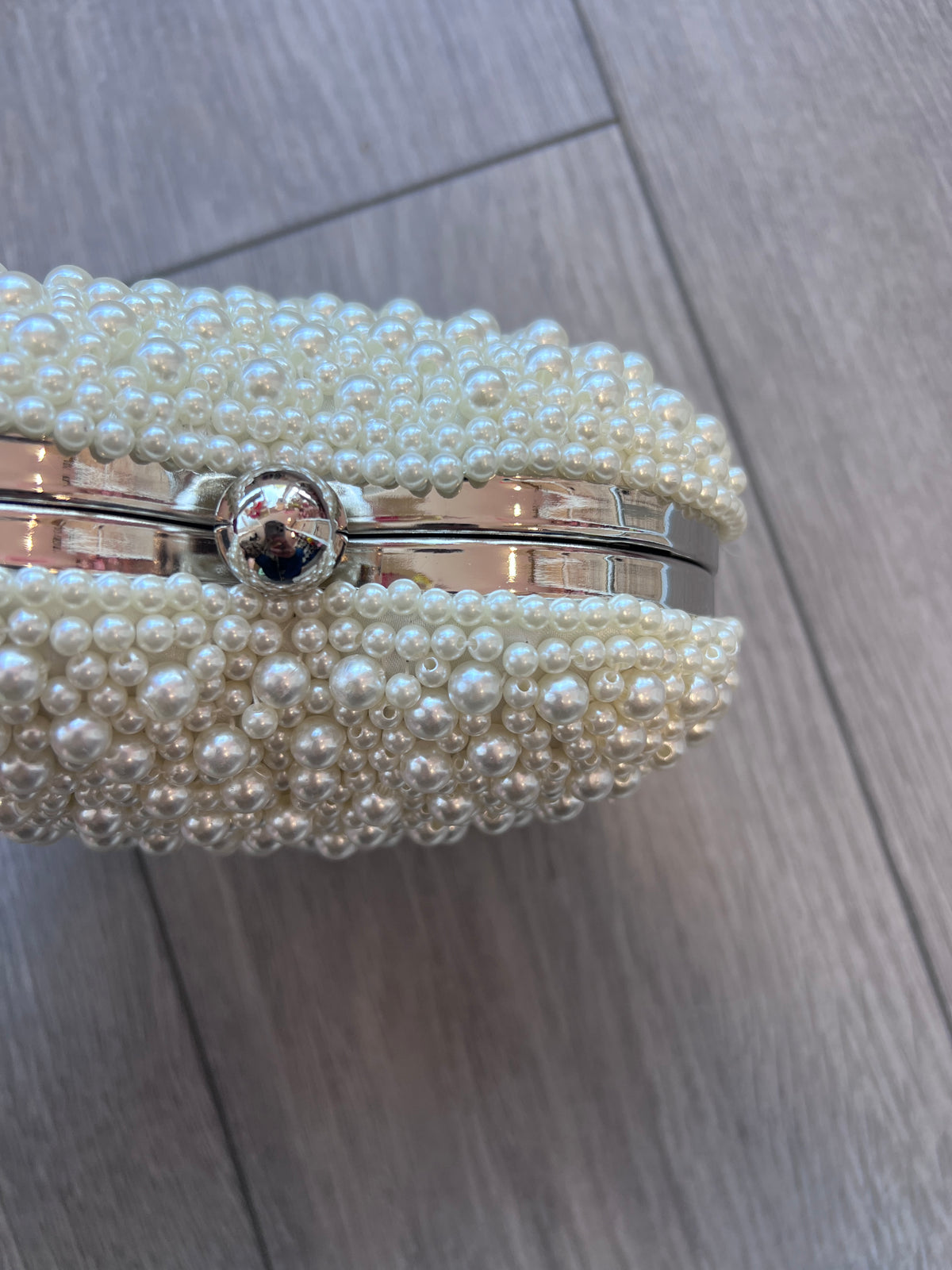 Vintage Heart Pearl Box Clutch Bag-Cream-Fascinators Direct