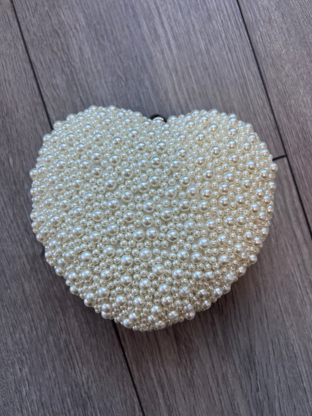 Vintage Heart Pearl Box Clutch Bag-Cream-Fascinators Direct