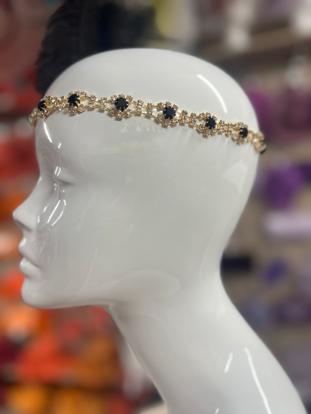 Vintage Jewelled Peacock Feather Fascinator Hat-Black-Fascinators Direct