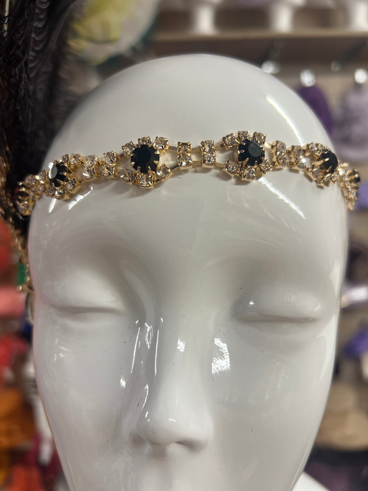 Vintage Jewelled Peacock Feather Fascinator Hat-Black-Fascinators Direct