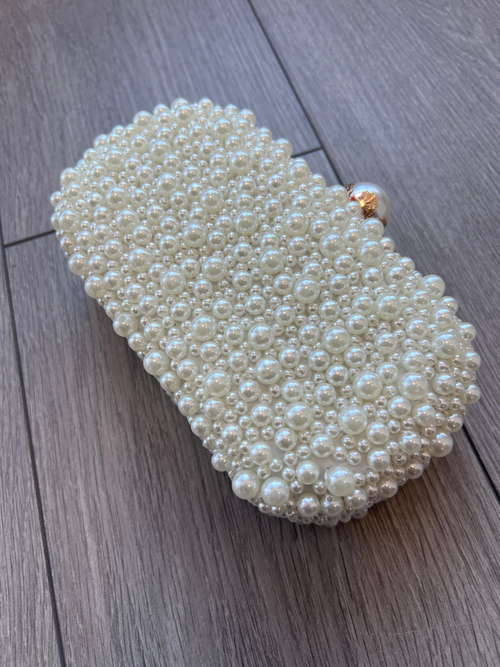 Vintage Pearl Box Clutch Bag-Cream-Fascinators Direct
