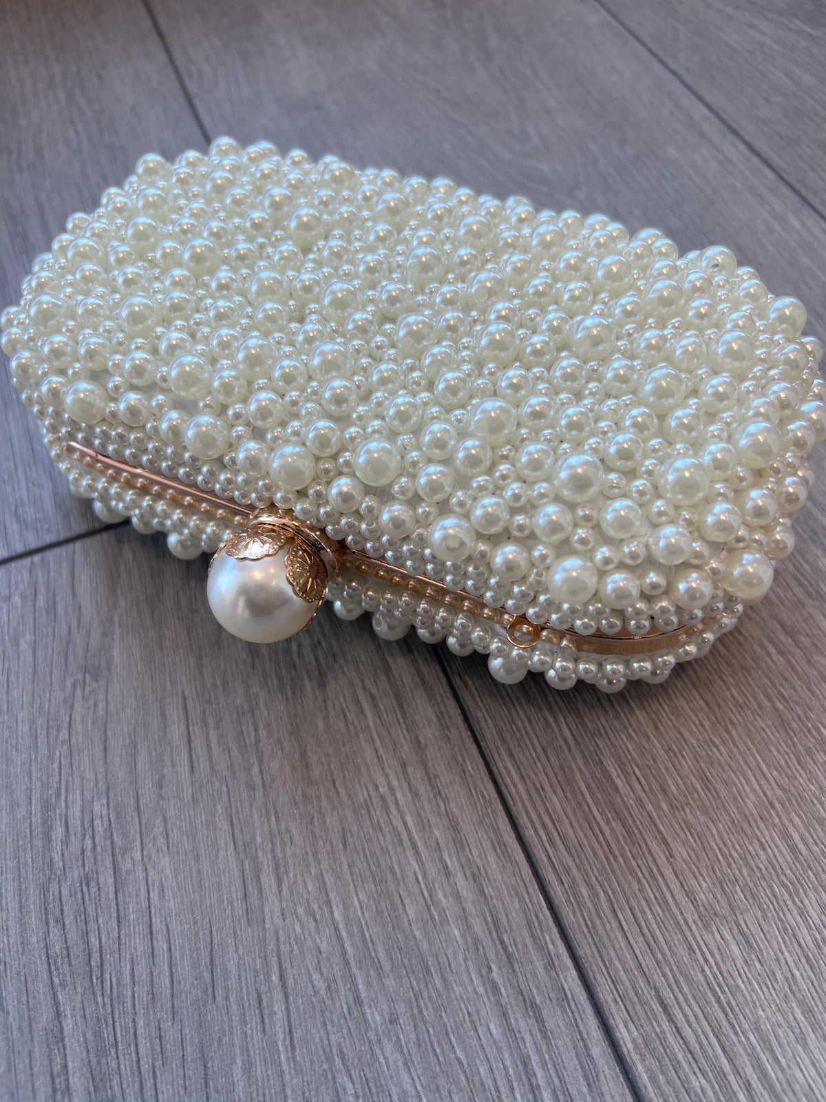 Vintage Pearl Box Clutch Bag-Cream-Fascinators Direct