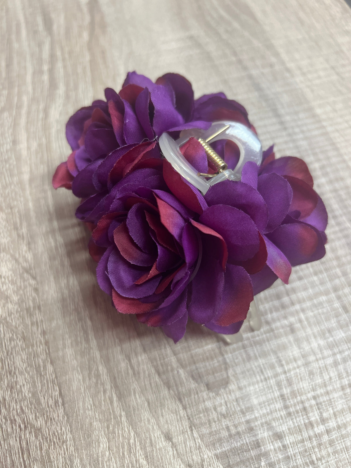 Vintage Rose Flower Purple &amp; Burgundy Fascinator Hair Claw-Fascinators Direct