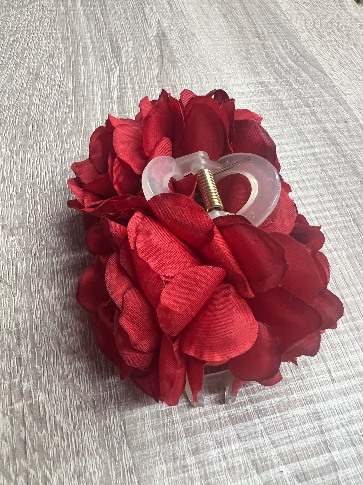 Vintage Rose Flower Red Fascinator Hair Claw-Fascinators Direct