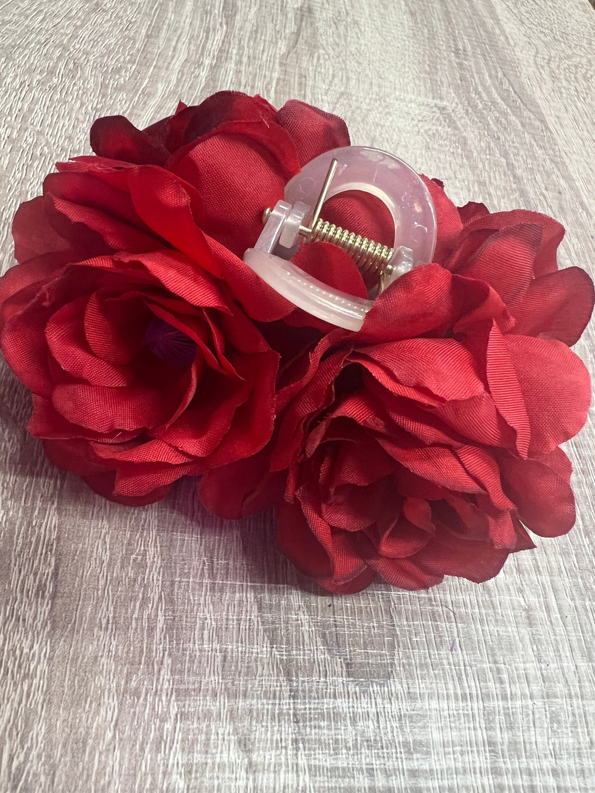 Vintage Rose Flower Red Fascinator Hair Claw-Fascinators Direct