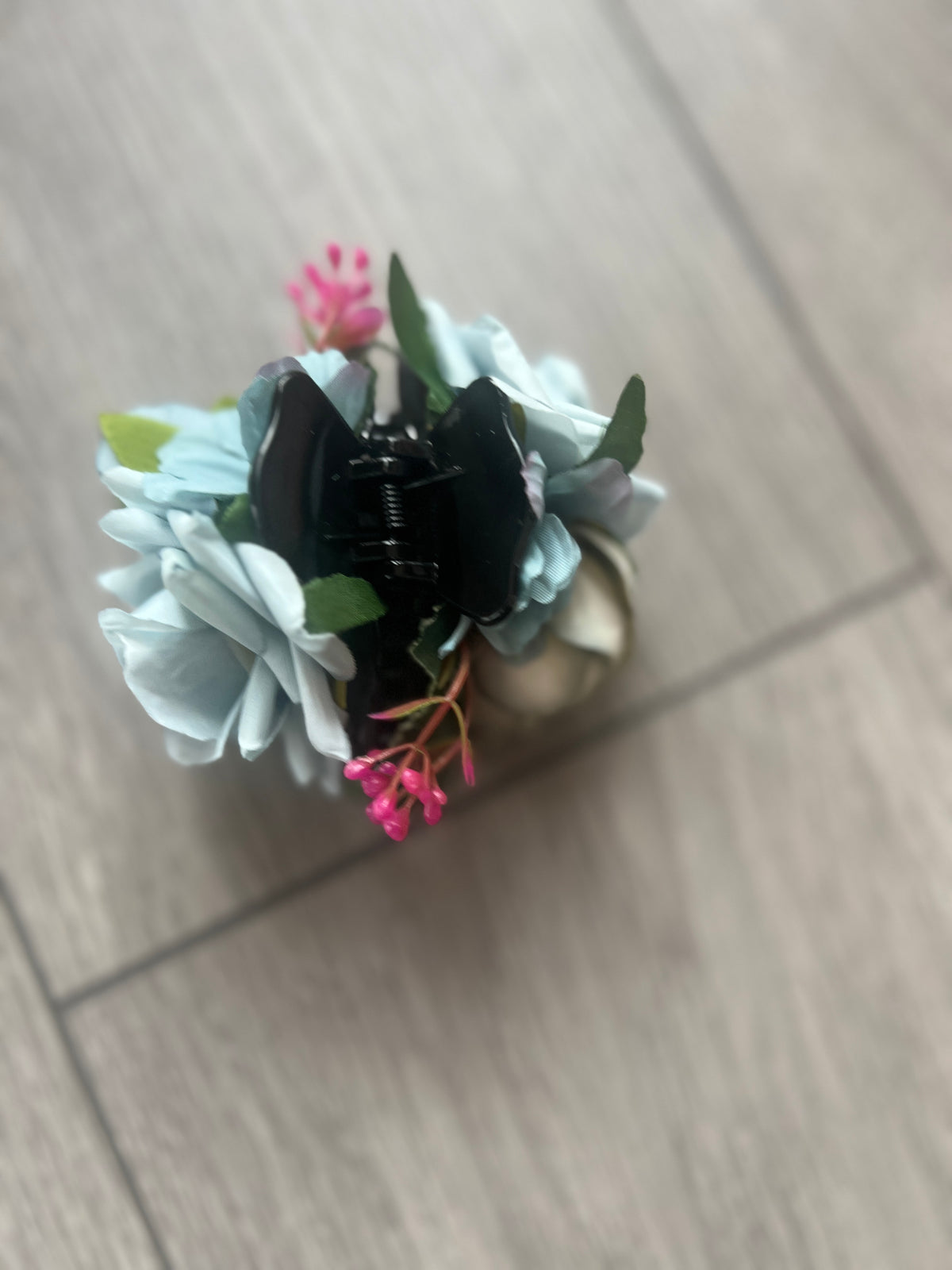 Vintage Rose Hair Flower Dusky Blue Fascinator Hair Claw-Fascinators Direct