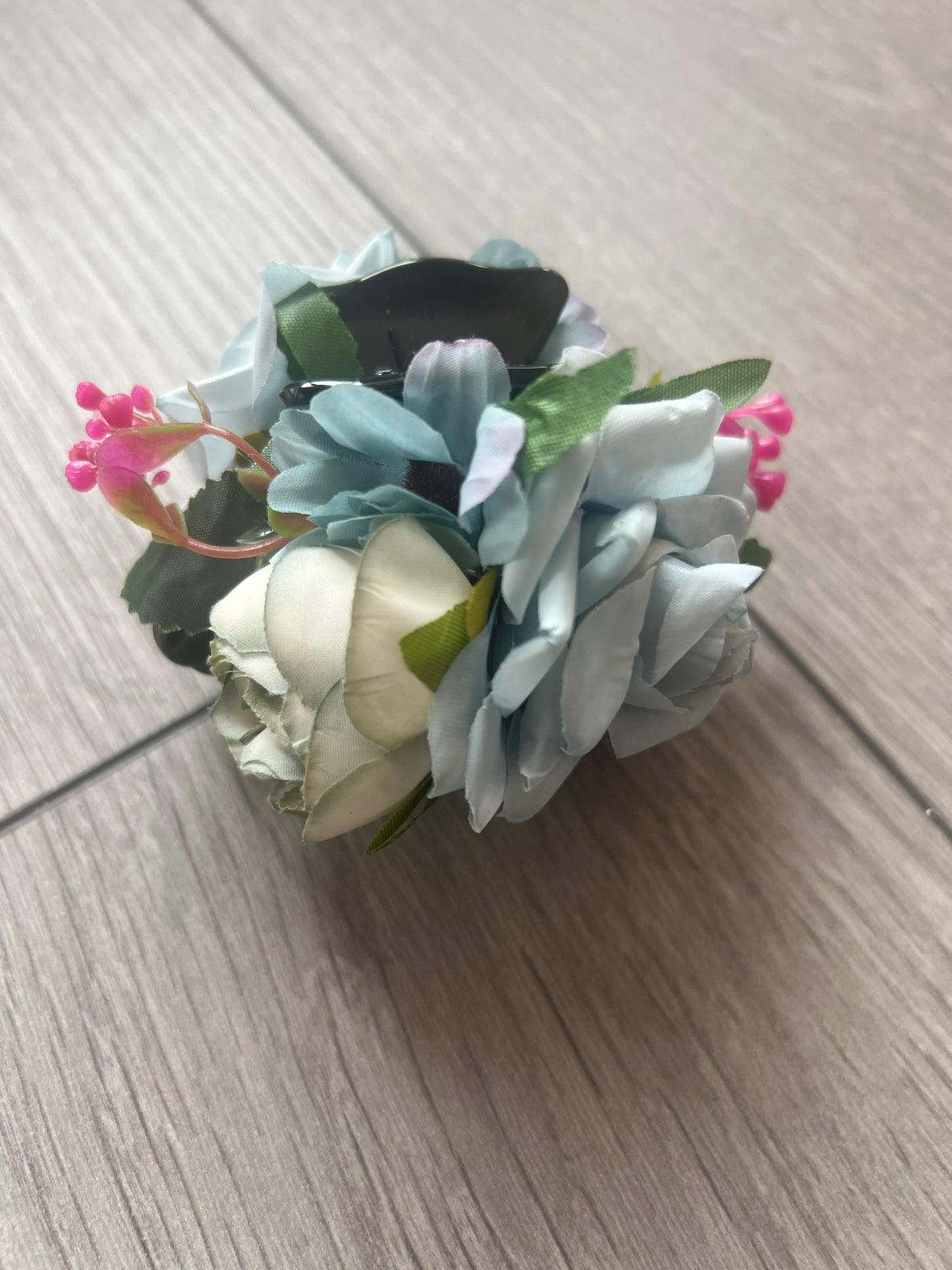Vintage Rose Hair Flower Dusky Blue Fascinator Hair Claw-Fascinators Direct