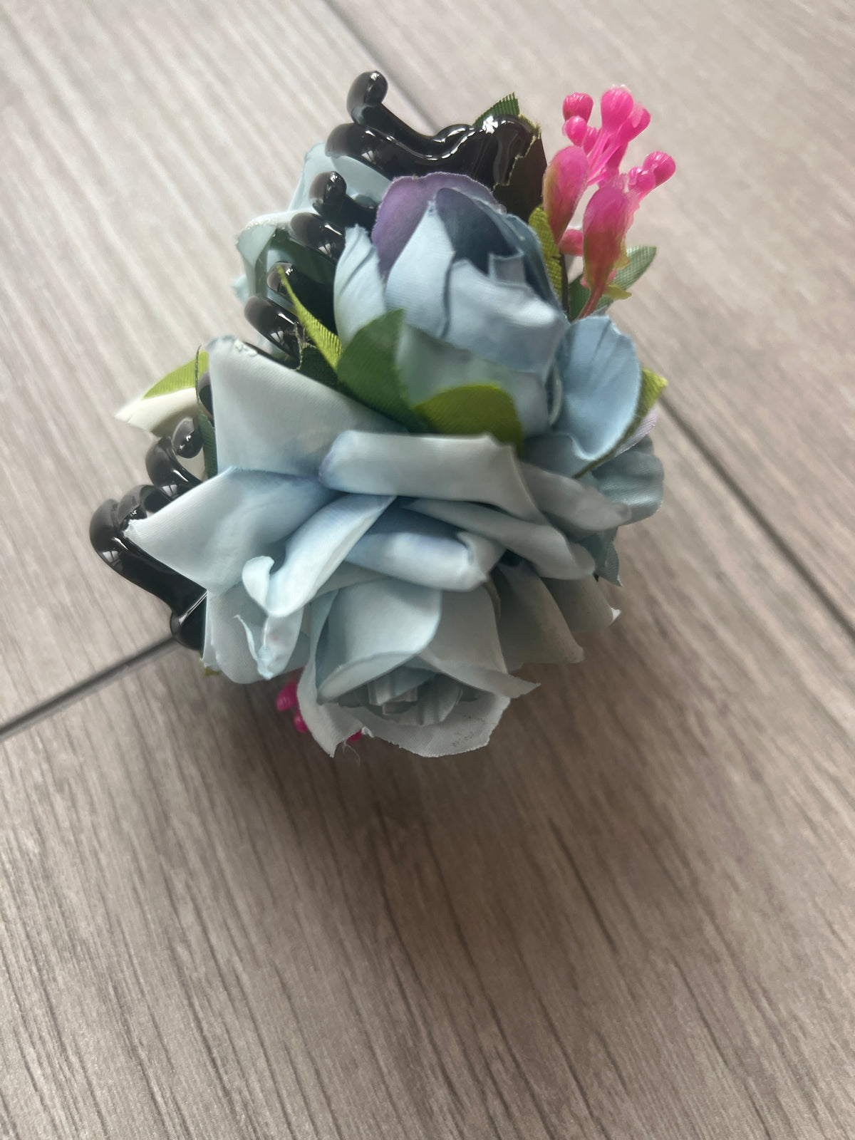 Vintage Rose Hair Flower Dusky Blue Fascinator Hair Claw-Fascinators Direct