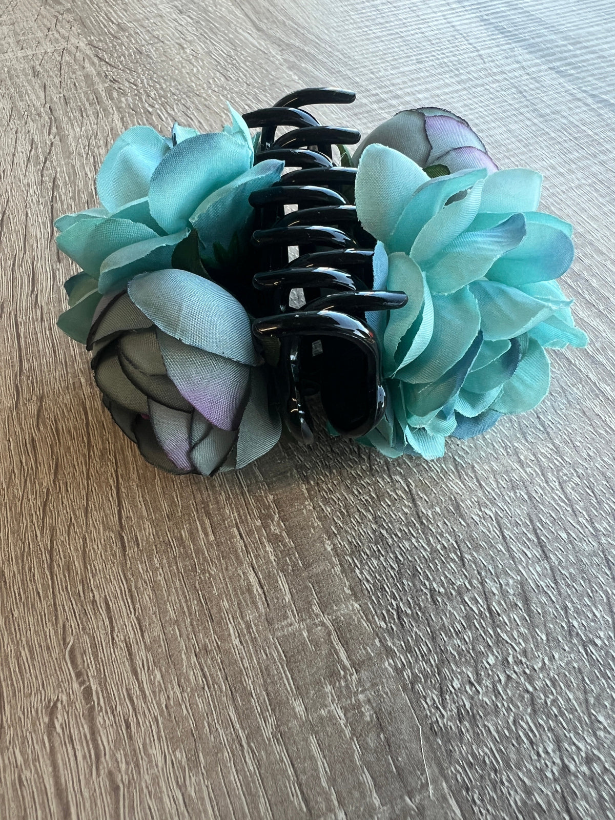 Vintage Rose &amp; Peony Flower Dusky Blue Fascinator Hair Claw-Fascinators Direct