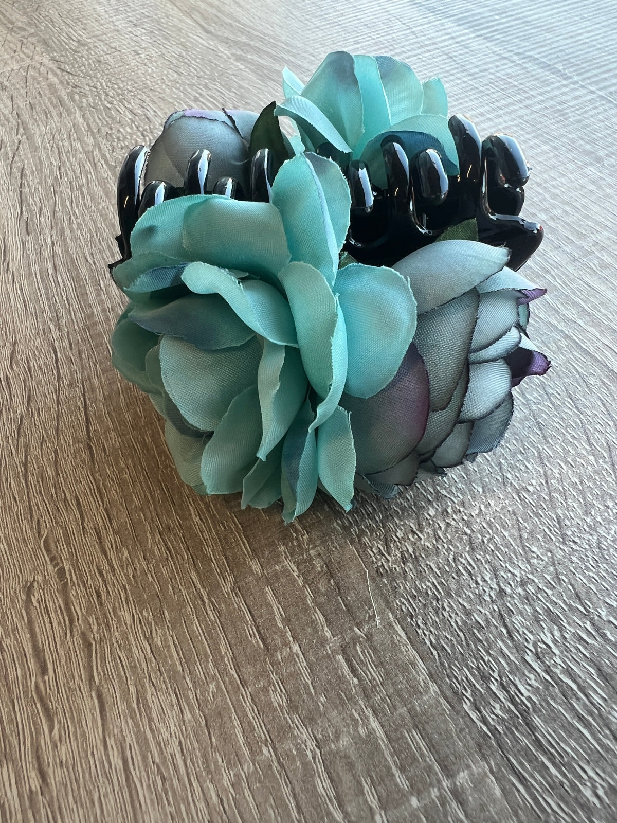 Vintage Rose &amp; Peony Flower Dusky Blue Fascinator Hair Claw-Fascinators Direct