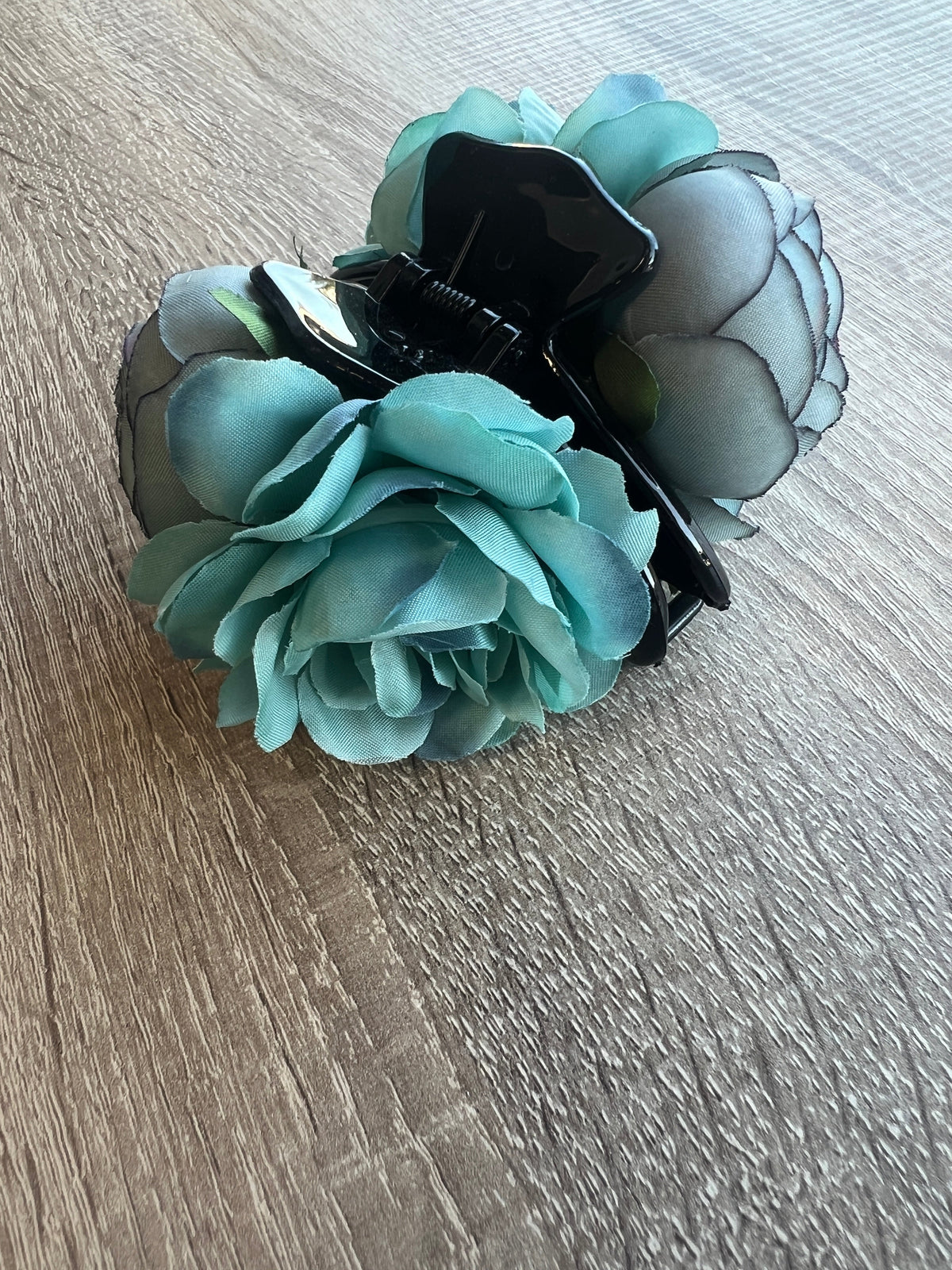 Vintage Rose &amp; Peony Flower Dusky Blue Fascinator Hair Claw-Fascinators Direct