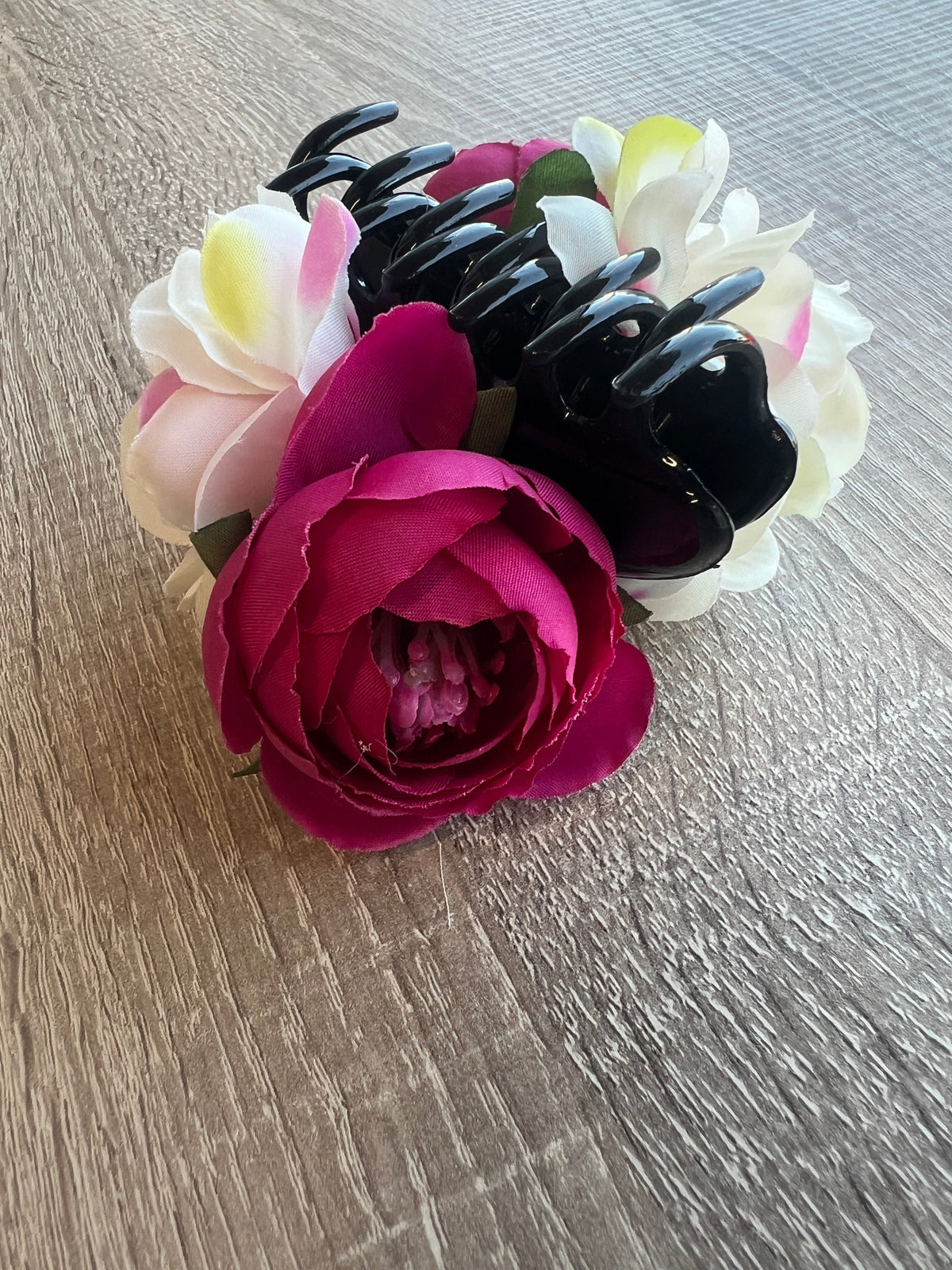 Vintage Rose &amp; Peony Flower Pink &amp; Cream Fascinator Hair Claw-Fascinators Direct