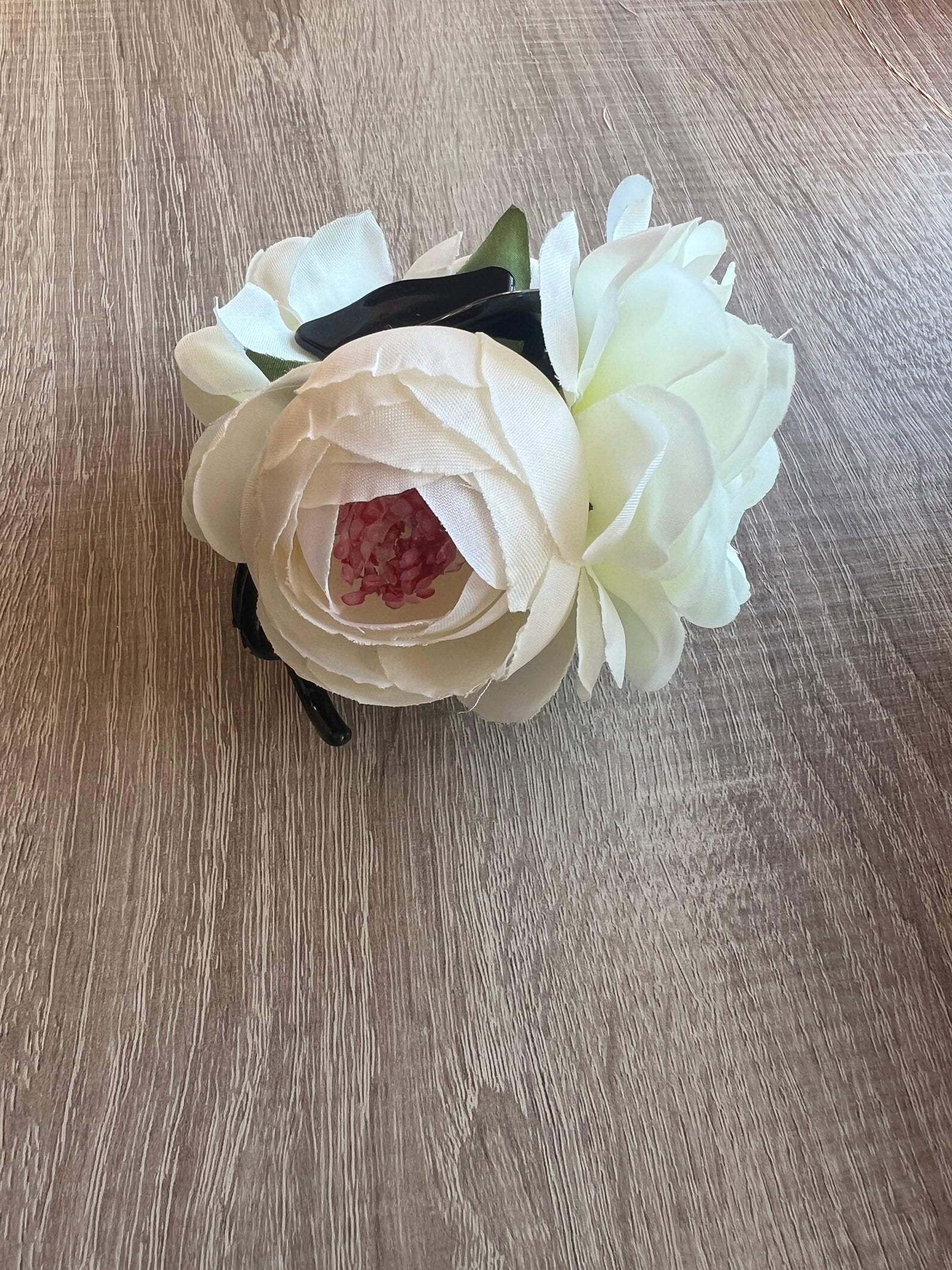 Vintage Rose & Peony Hair Flower Cream/Ivory Fascinator Hair Claw-Fascinators Direct