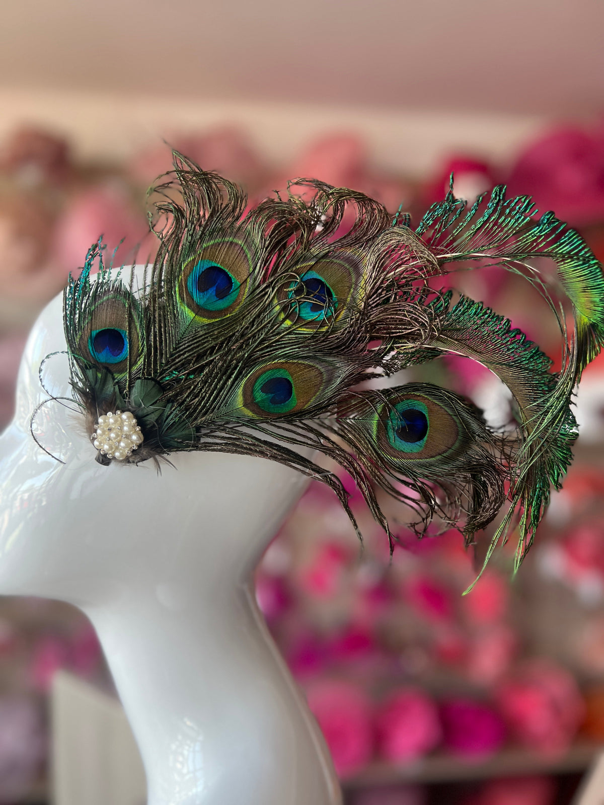 Vintage Style Large Peacock Feather Fascinator-Fascinators Direct