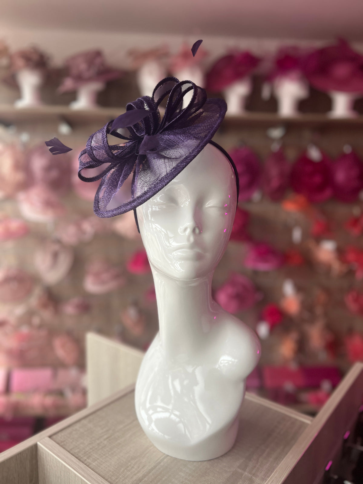 Violet Curved Disc Fascinator-Fascinators Direct