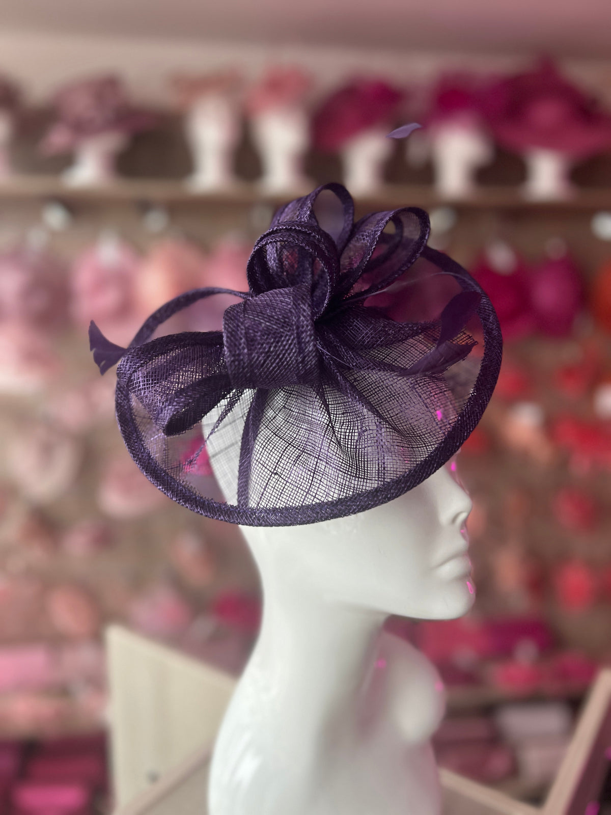Violet Curved Disc Fascinator-Fascinators Direct