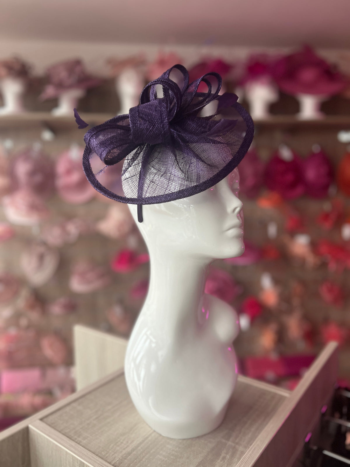 Violet Curved Disc Fascinator-Fascinators Direct