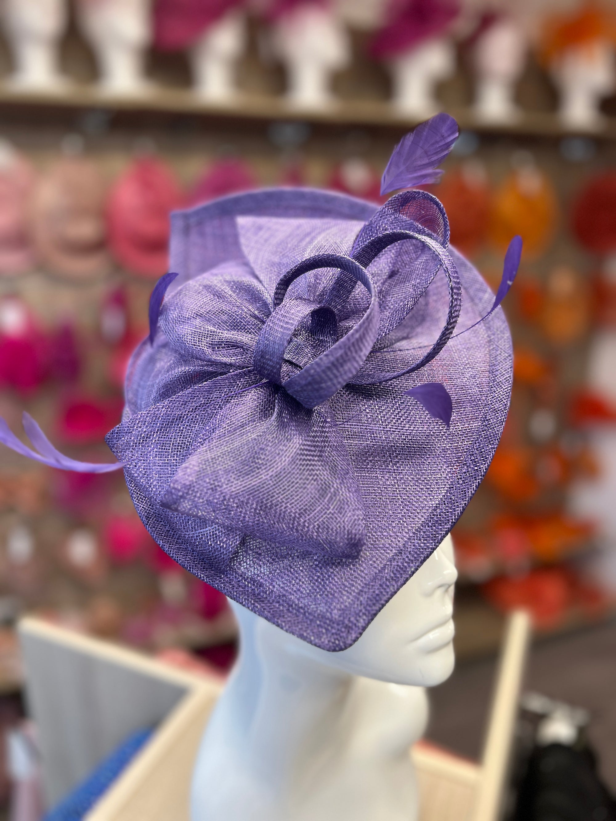 Violet Disc Fascinator with Decorative Bow-Fascinators Direct