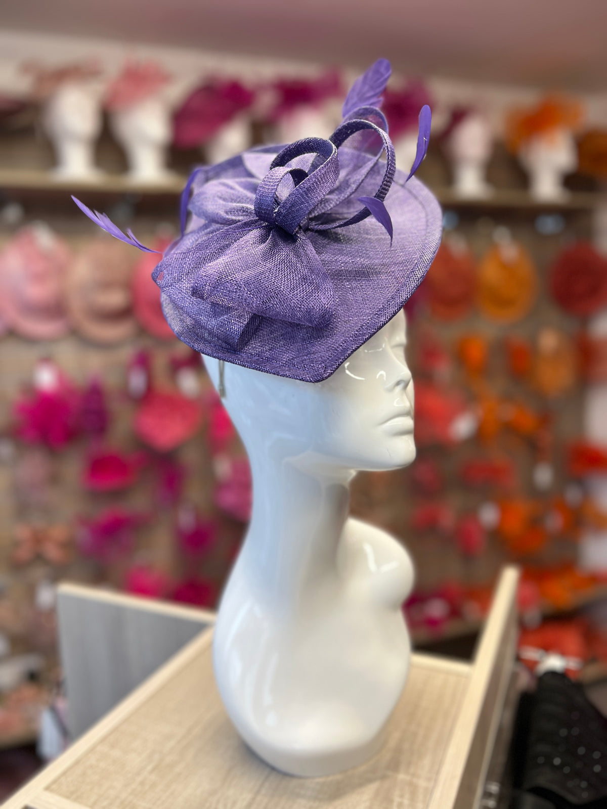 Violet Disc Fascinator with Decorative Bow-Fascinators Direct