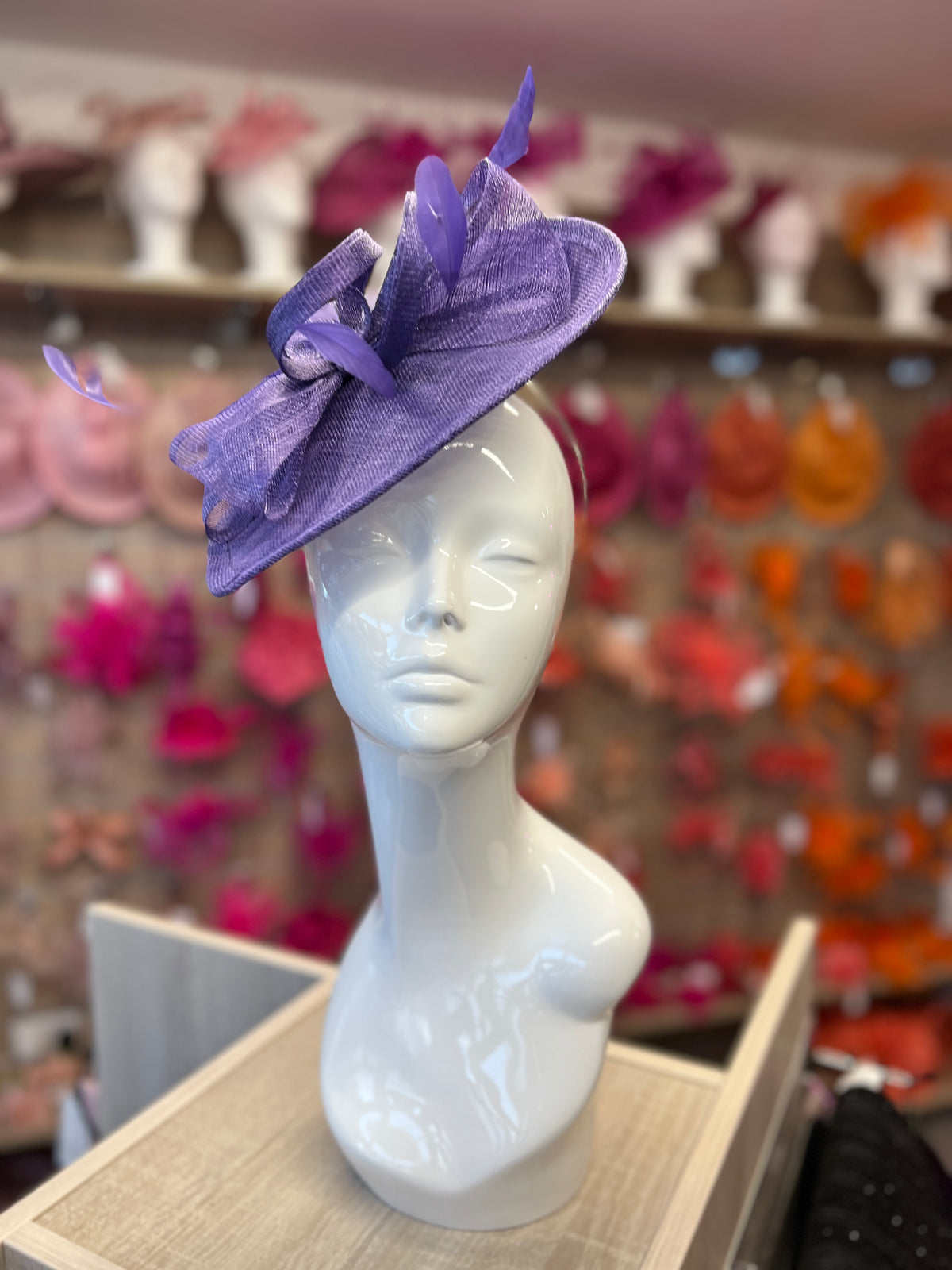 Violet Disc Fascinator with Decorative Bow-Fascinators Direct